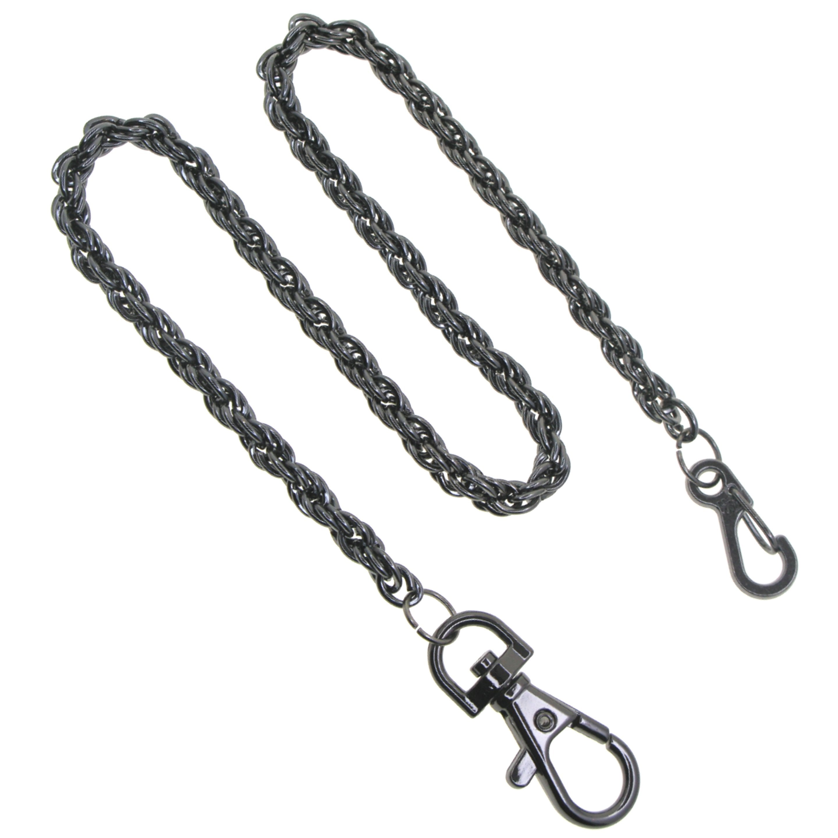 Black Color Pocket Watch Chains with Heavy Rope Chain& Swivel Lobster Clasp FC75