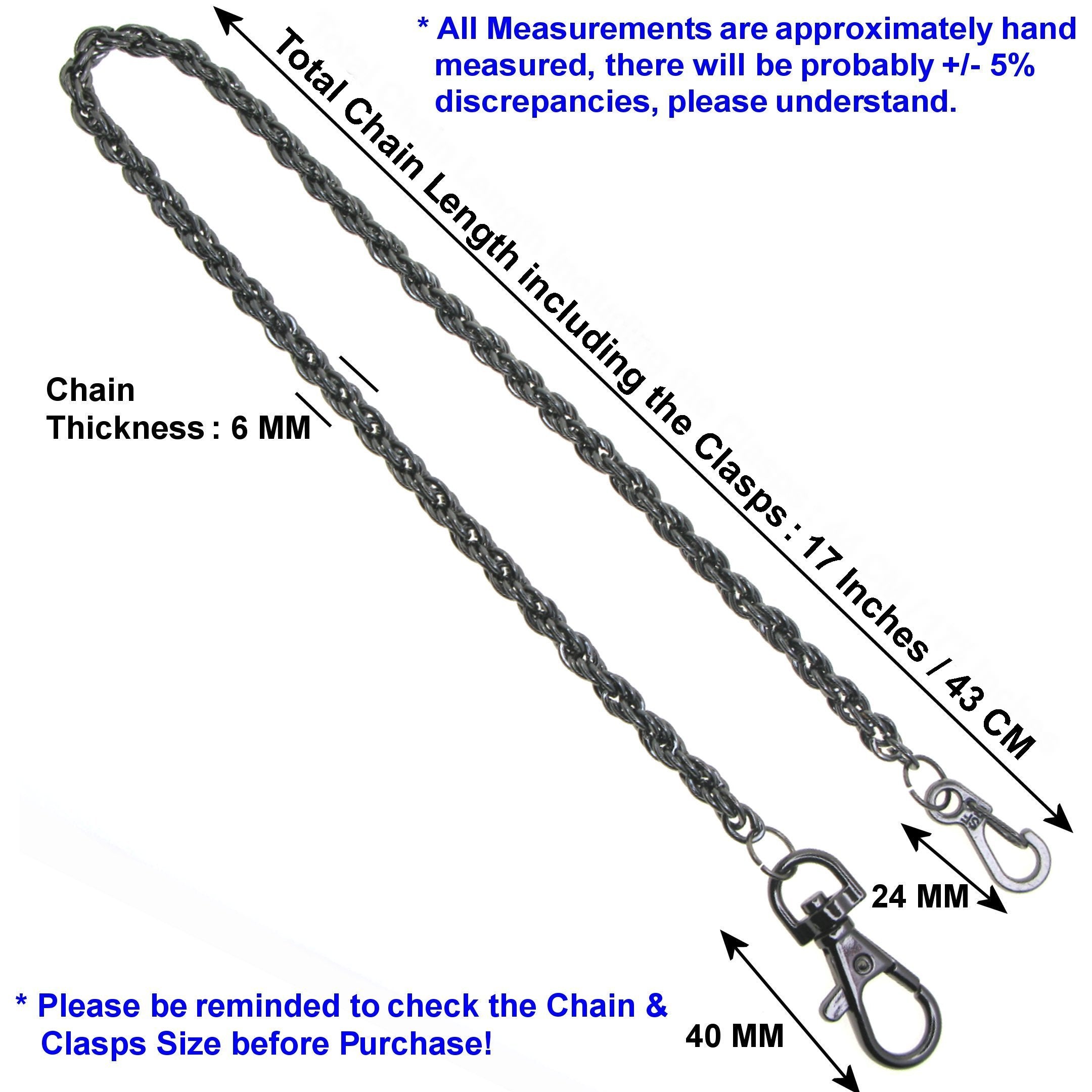 Black Color Pocket Watch Chains with Heavy Rope Chain& Swivel Lobster Clasp FC75