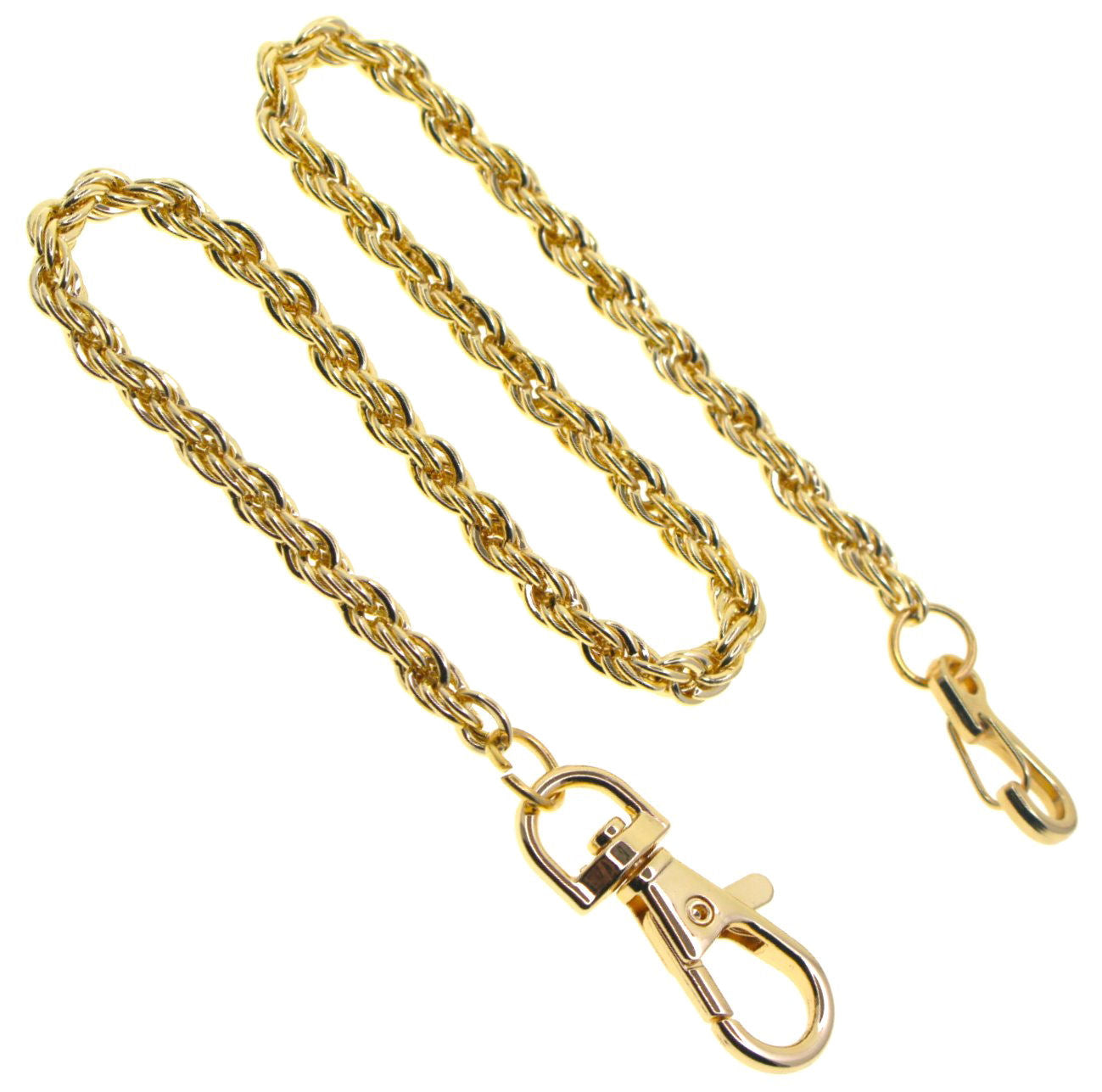 Gold Color Pocket Watch Chain with Heavy Rope Chain & Swivel Lobster Clasp FC76