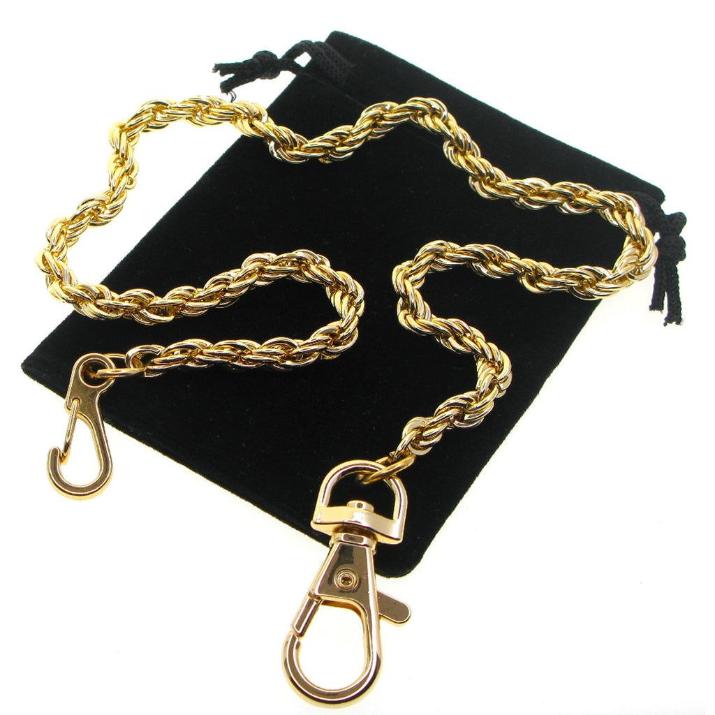 Gold Color Pocket Watch Chain with Heavy Rope Chain & Swivel Lobster Clasp FC76