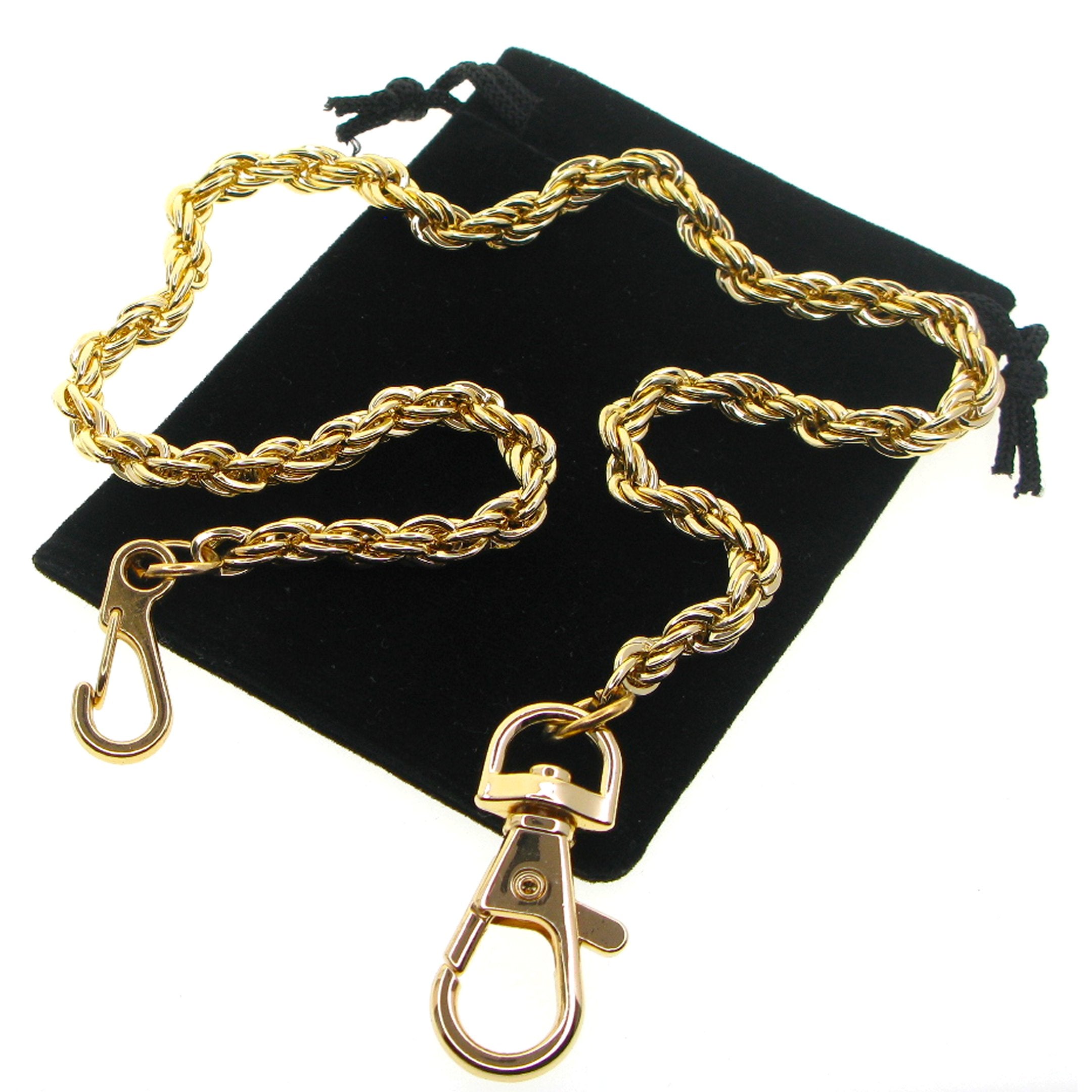 Gold Color Pocket Watch Chain with Heavy Rope Chain & Swivel Lobster Clasp FC76