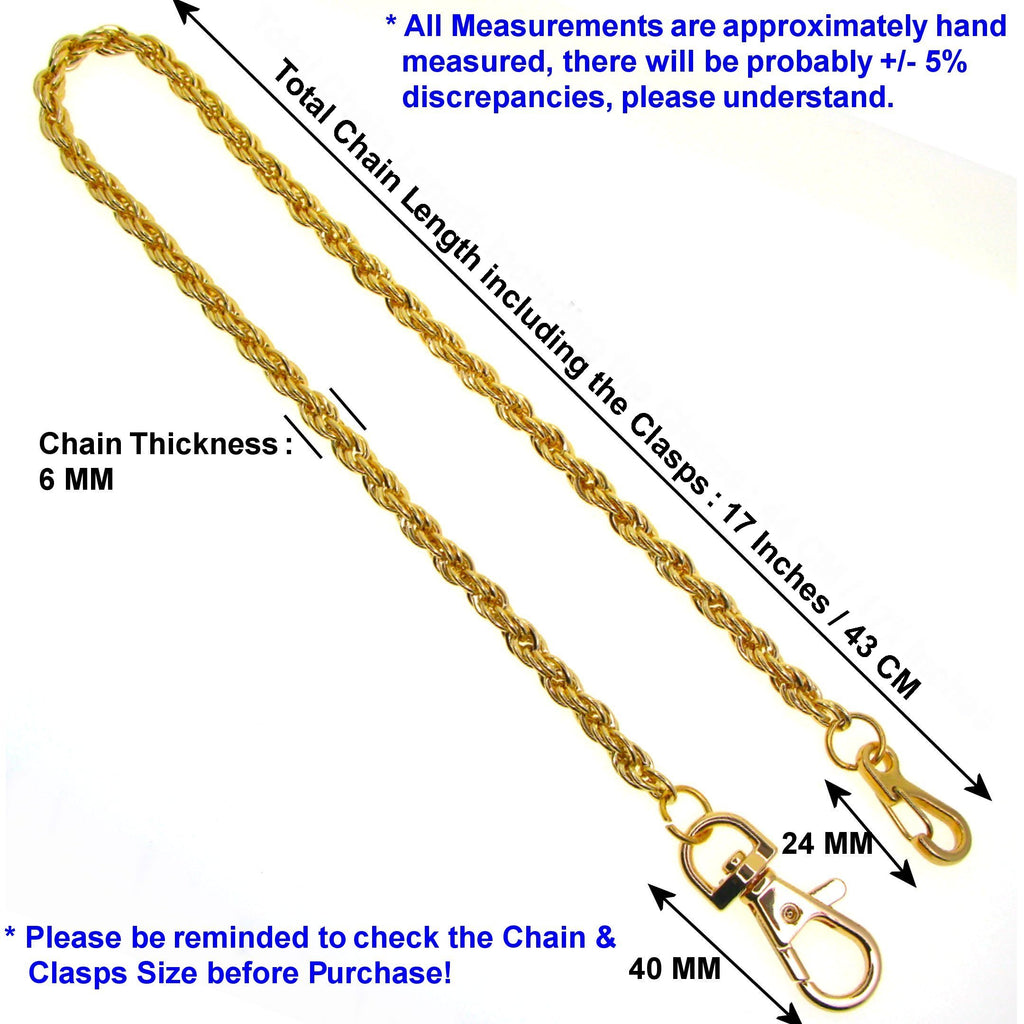 Gold Color Pocket Watch Chain with Heavy Rope Chain & Swivel Lobster Clasp FC76