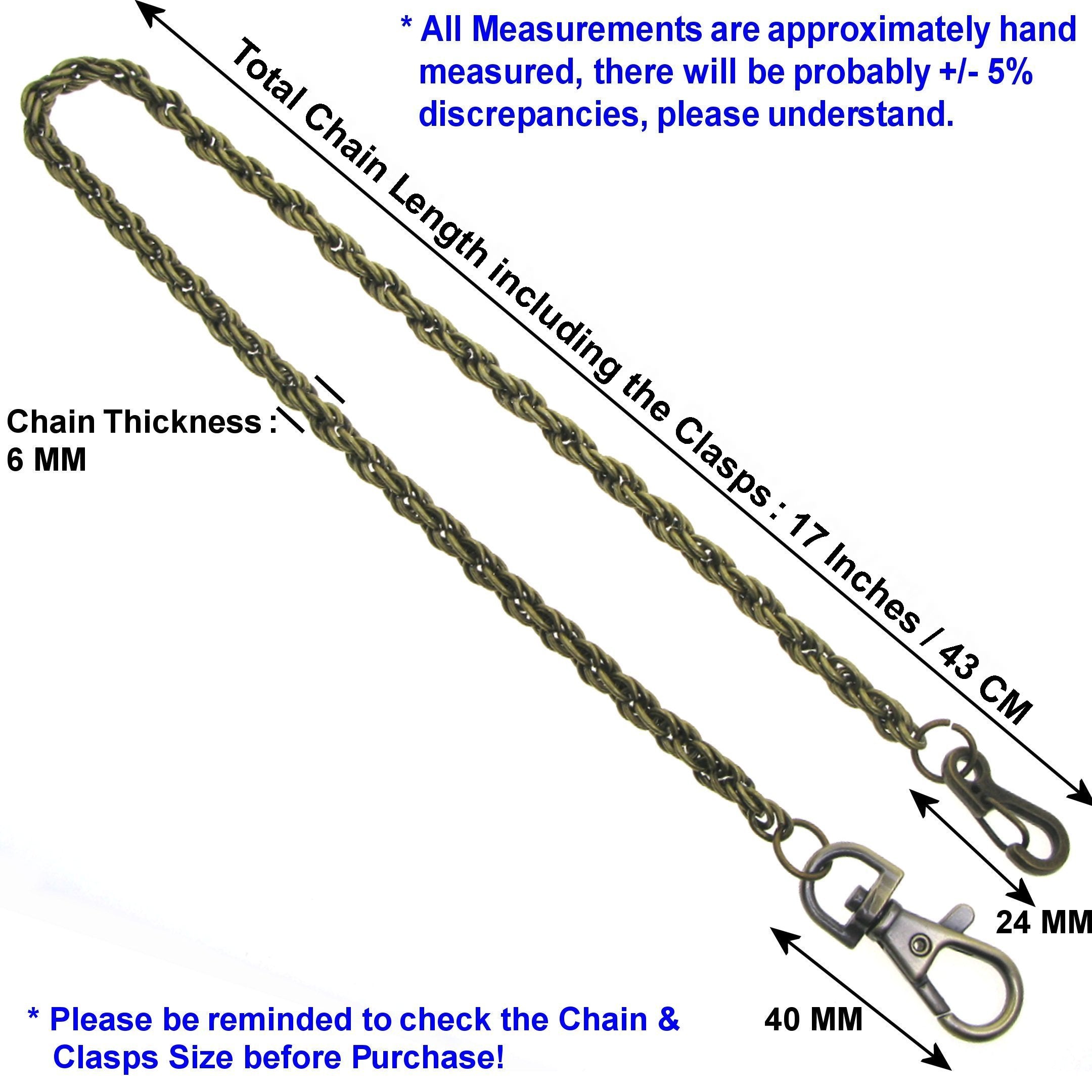 Bronze Pocket Watch Chain with Heavy Rope Chain & Swivel Lobster Clasp FC77