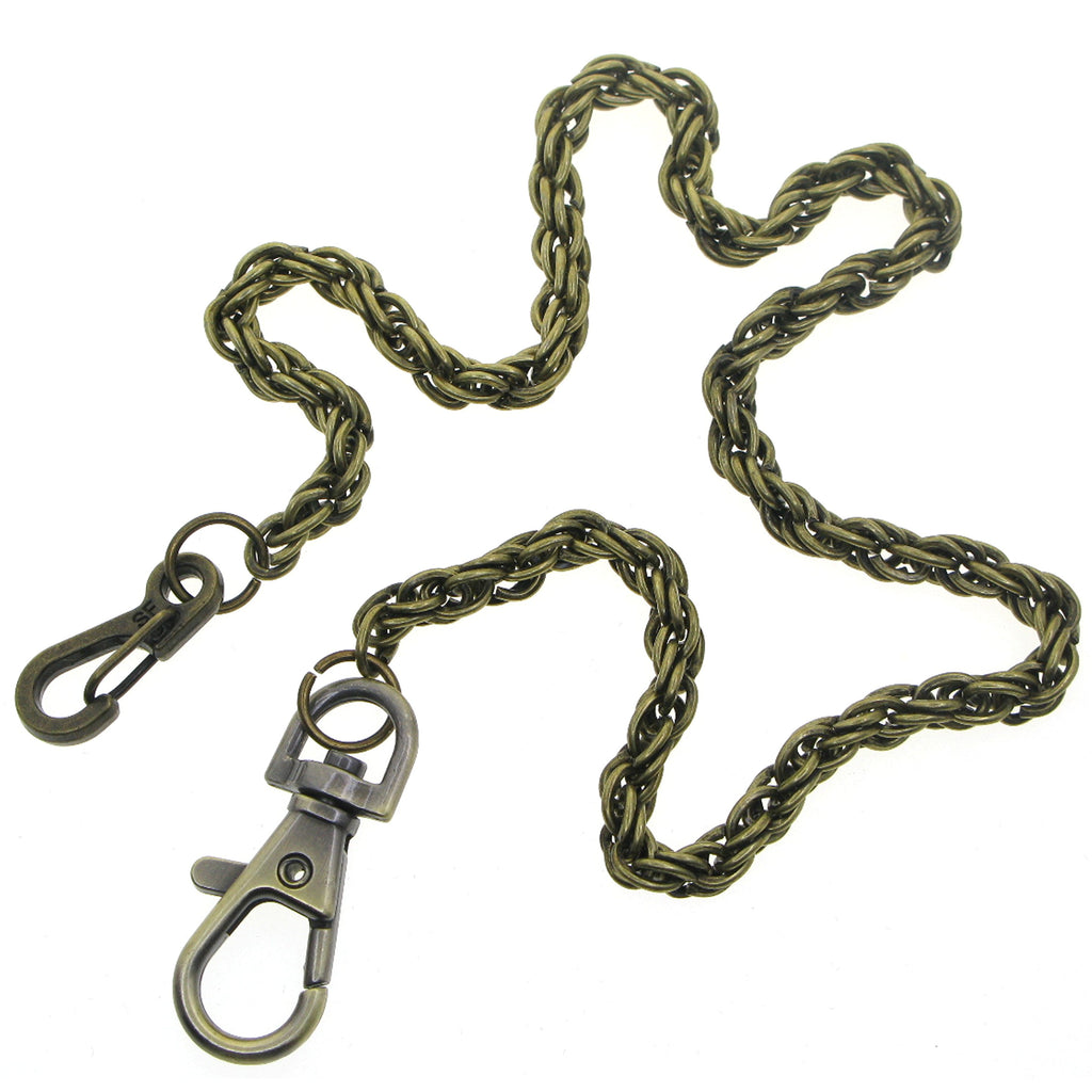 Bronze Pocket Watch Chain with Heavy Rope Chain & Swivel Lobster Clasp FC77
