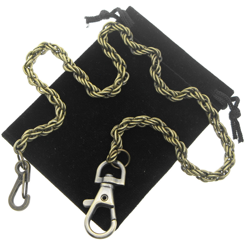 Bronze Pocket Watch Chain with Heavy Rope Chain & Swivel Lobster Clasp FC77