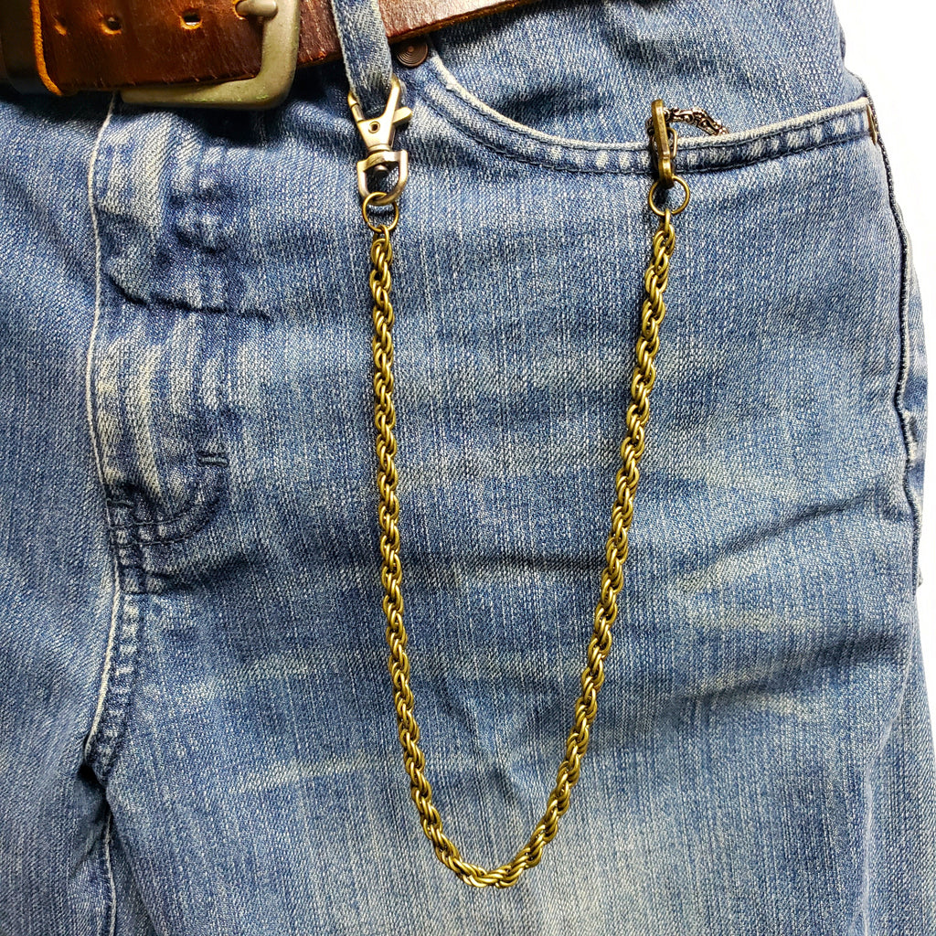Bronze Pocket Watch Chain with Heavy Rope Chain & Swivel Lobster Clasp FC77