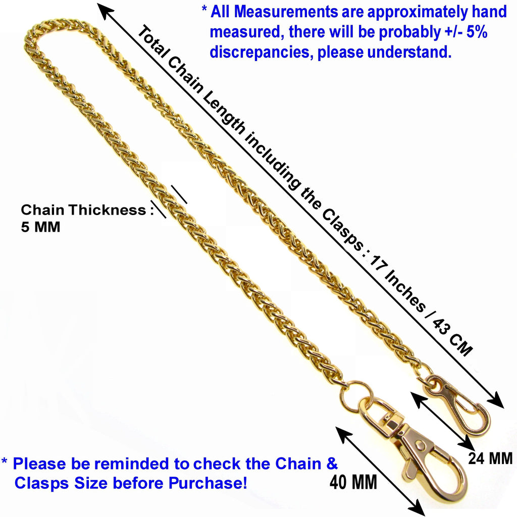 Gold Color Pocket Watch Chain With Spiga Wheat Chain & Swivel Lobster Clasp FC78