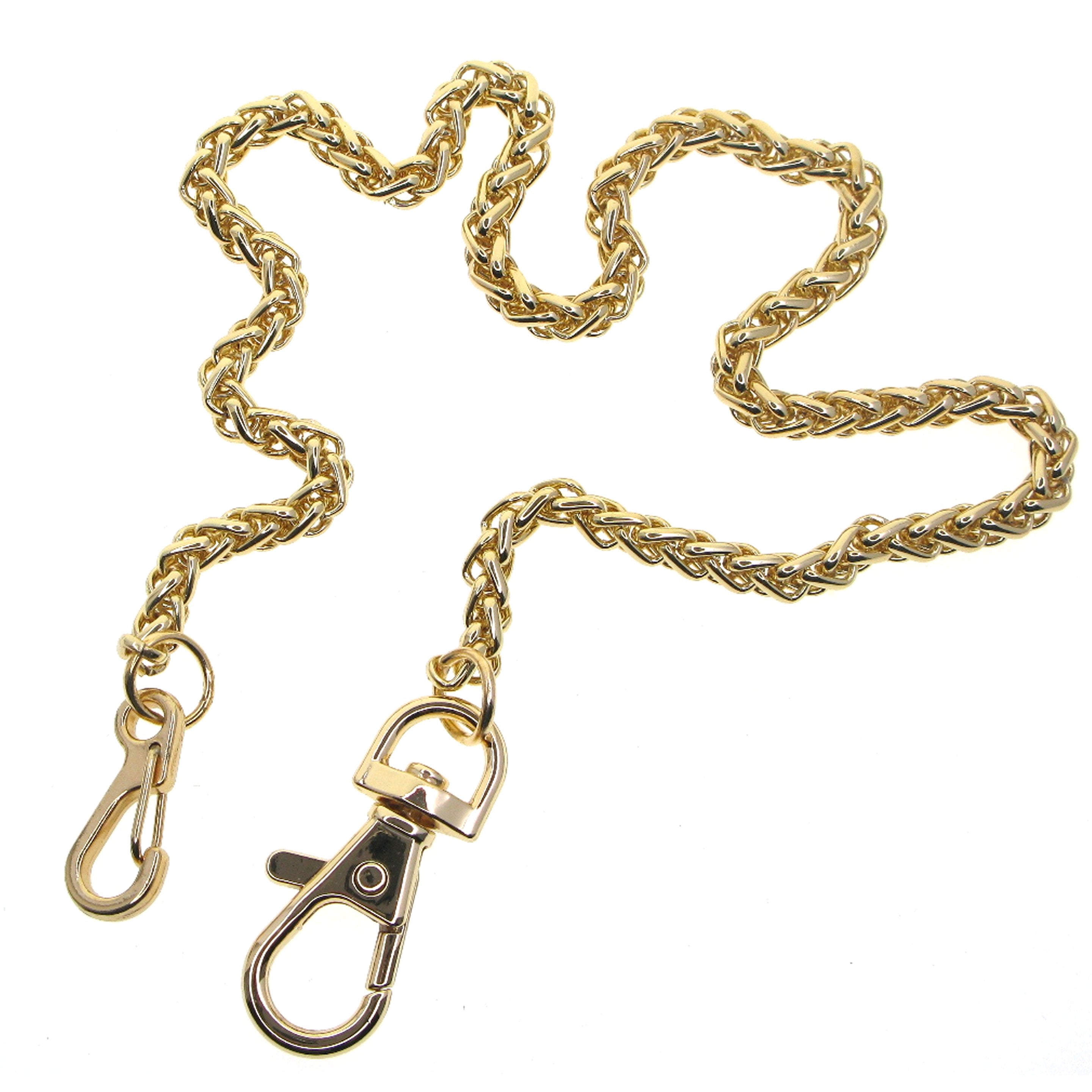 Gold Color Pocket Watch Chain With Spiga Wheat Chain & Swivel Lobster Clasp FC78