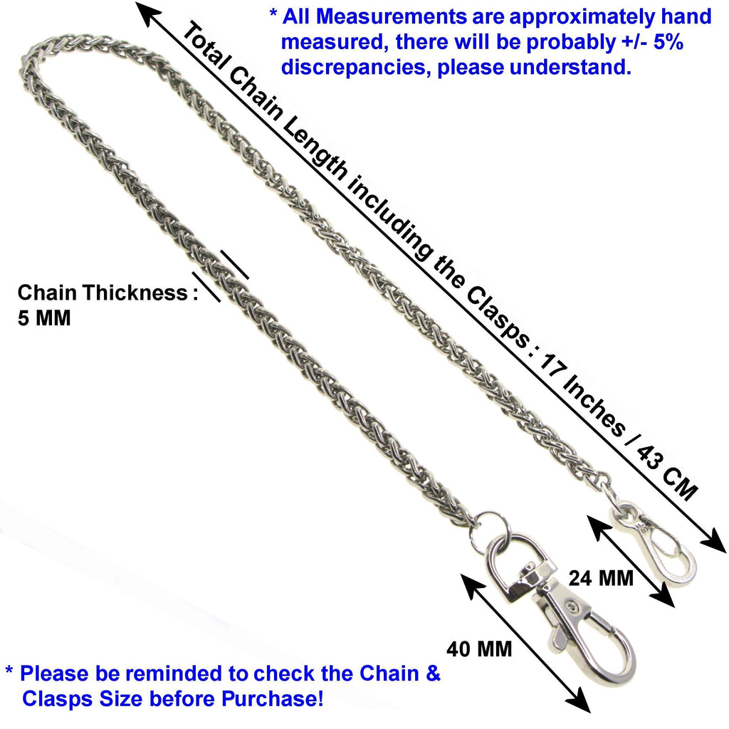 Silver Color Pocket Watch Chainswith Spiga Wheat Chain & Swivel Lobster Clasp FC79