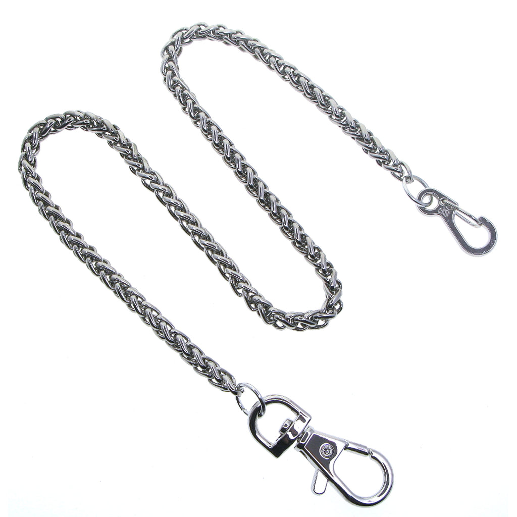 Silver Color Pocket Watch Chainswith Spiga Wheat Chain & Swivel Lobster Clasp FC79