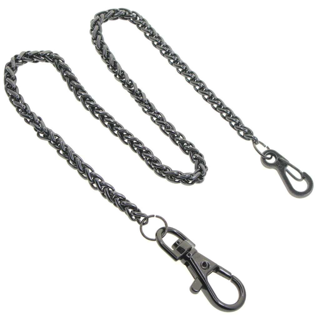 Black Heavy Spiga Wheat Chain with Swivel Lobster Clasp