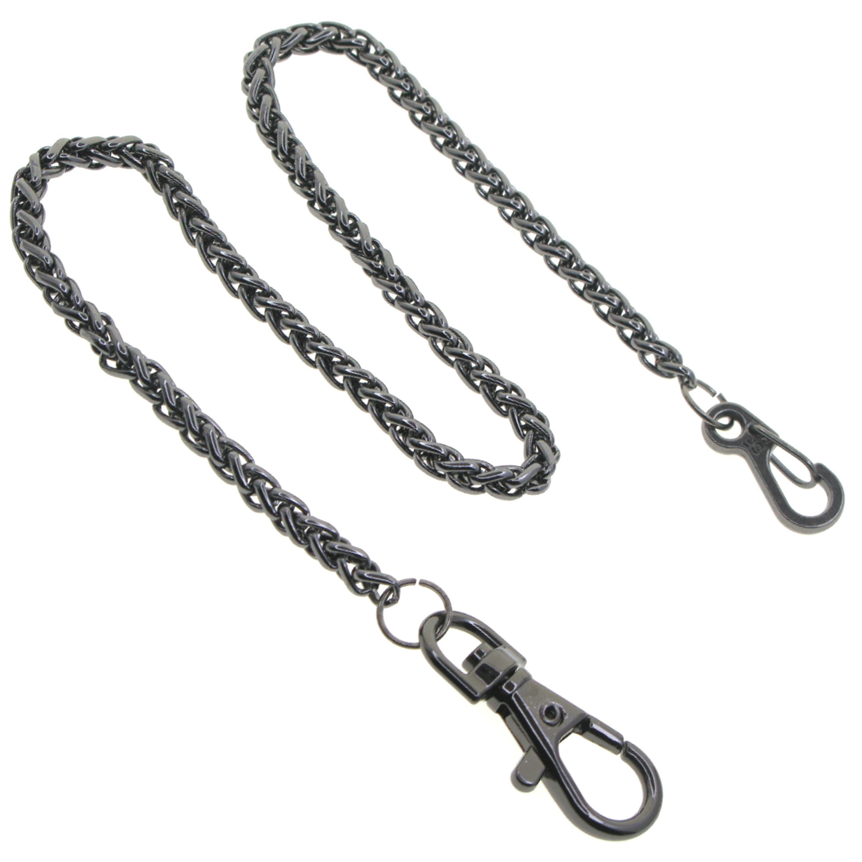 Black Heavy Spiga Wheat Chain with Swivel Lobster Clasp