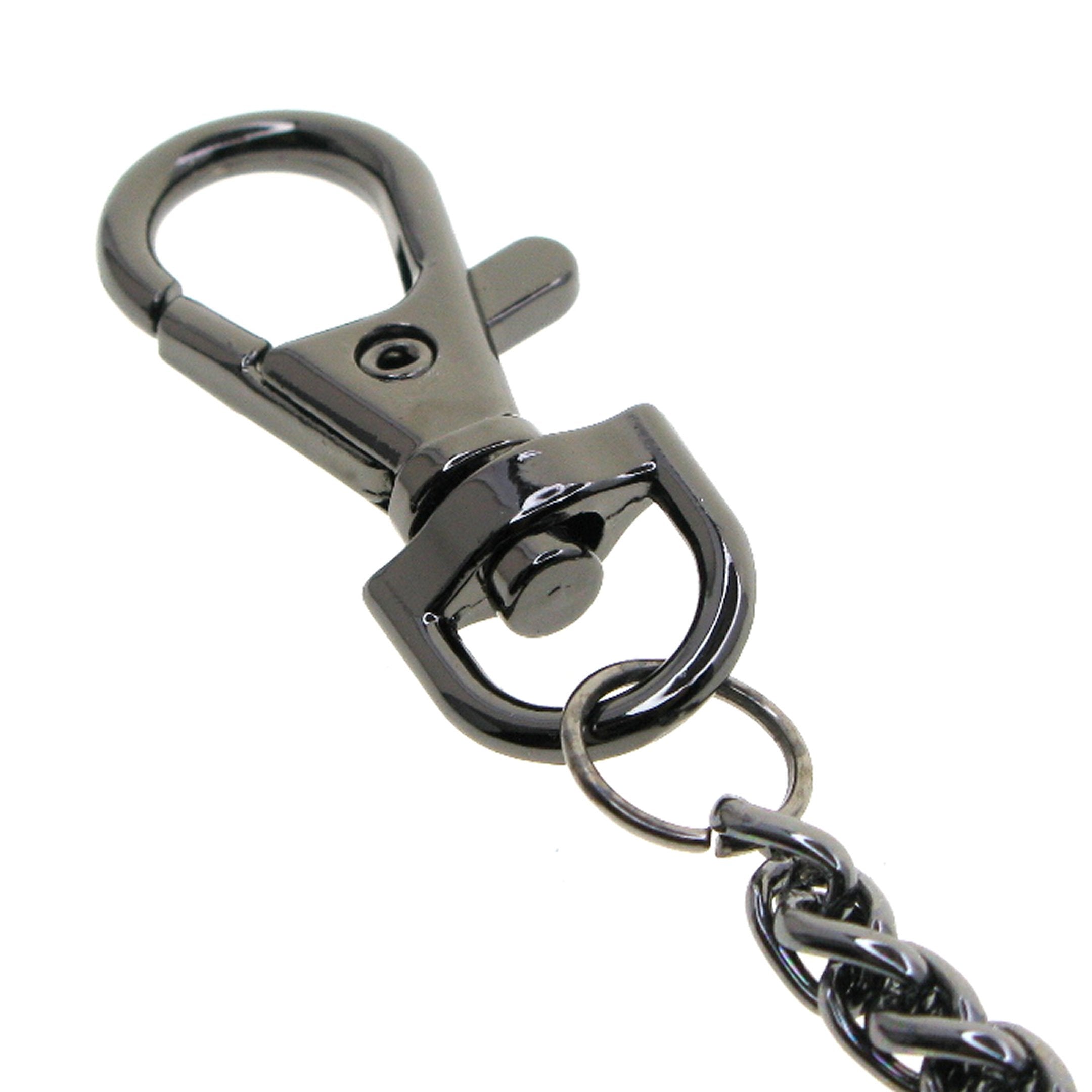 Black Color Pocket Watch Chain with Spiga Wheat Chain & Swivel Lobster Clasp FC80