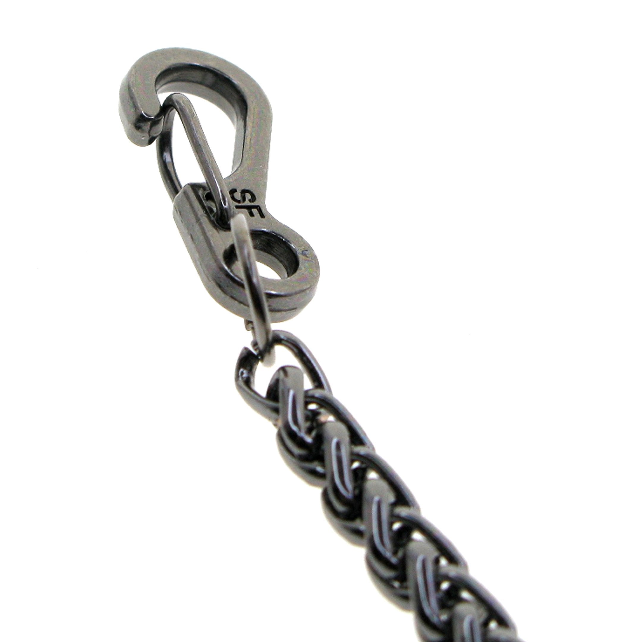 Black Color Pocket Watch Chain with Spiga Wheat Chain & Swivel Lobster Clasp FC80