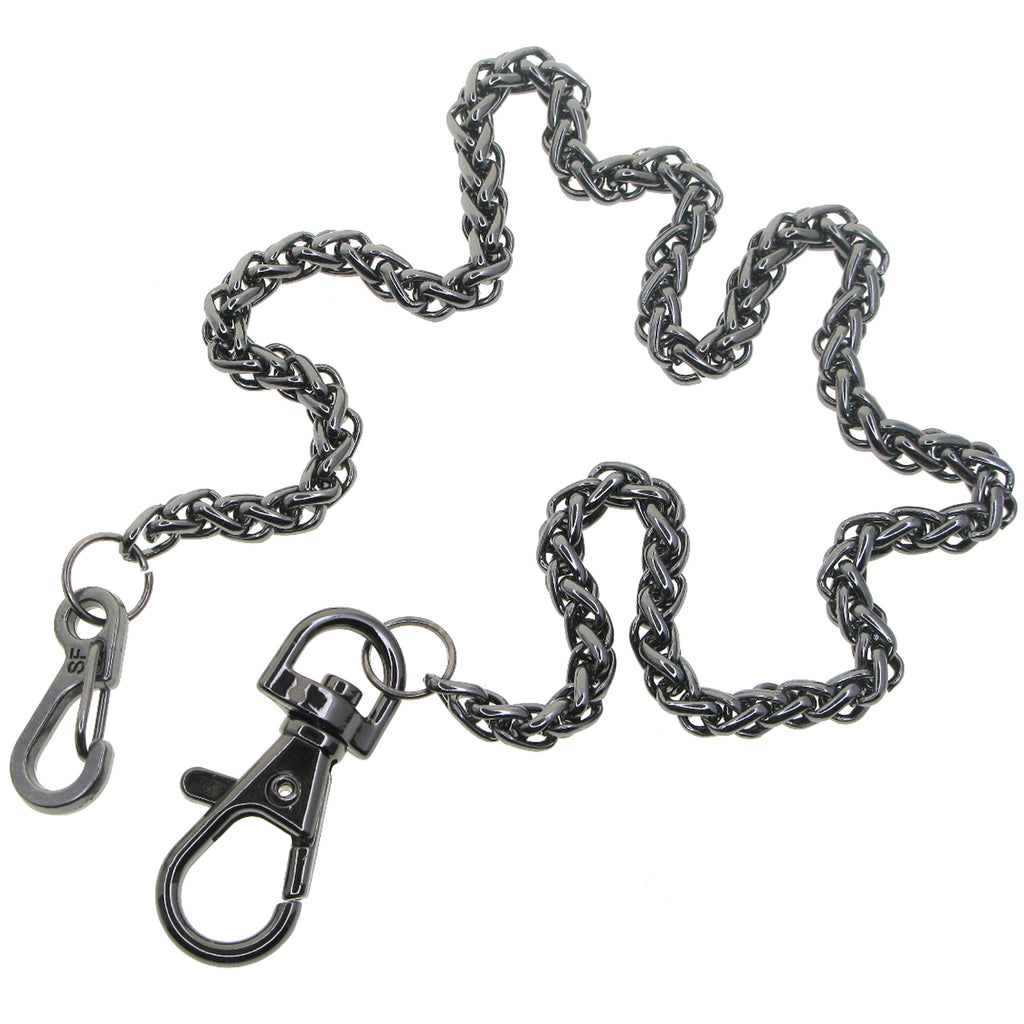 Black Color Pocket Watch Chain with Spiga Wheat Chain & Swivel Lobster Clasp FC80