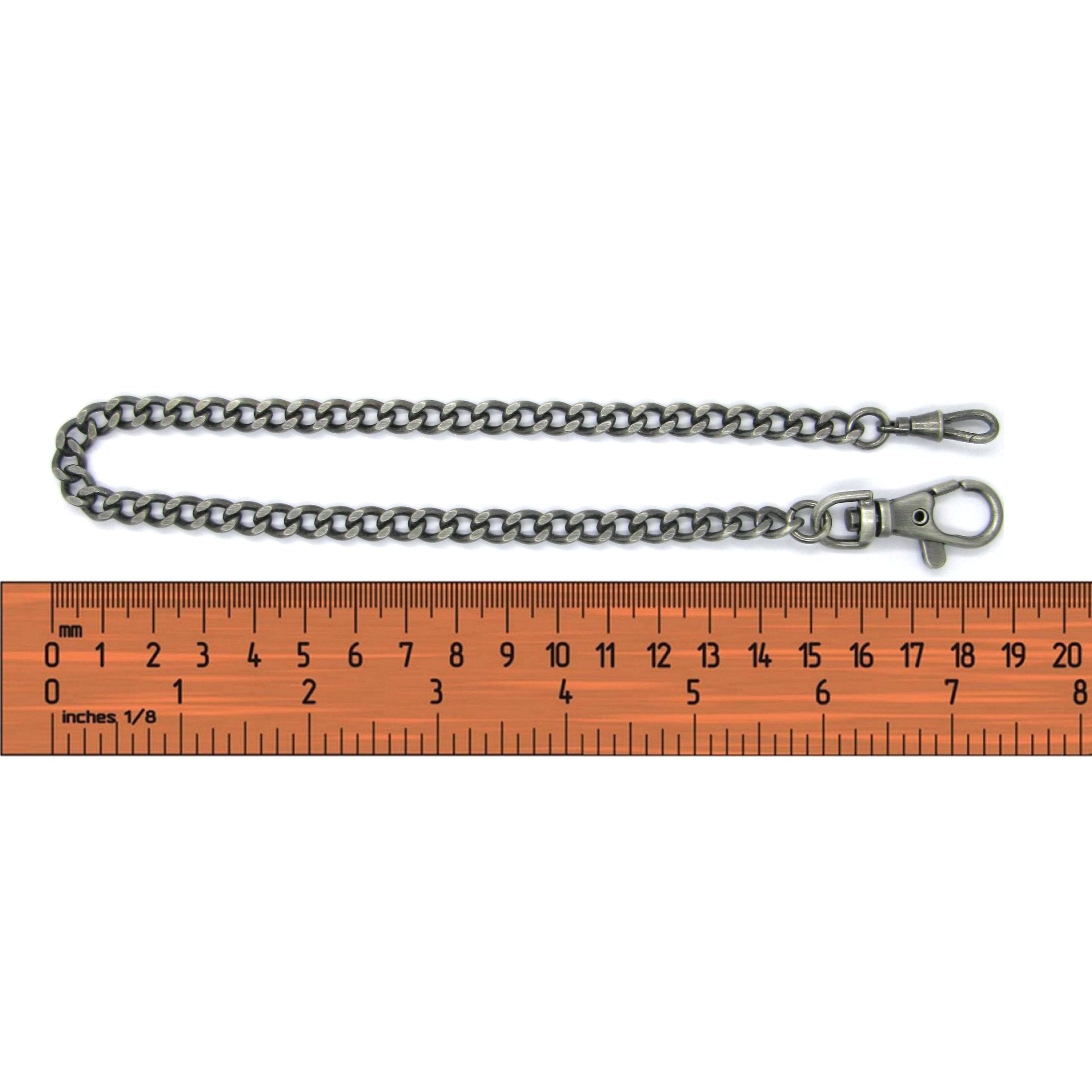 Antique Silver Color Pocket Watch Chain with Large Lobster Clasp and Swivel Clasp FC01