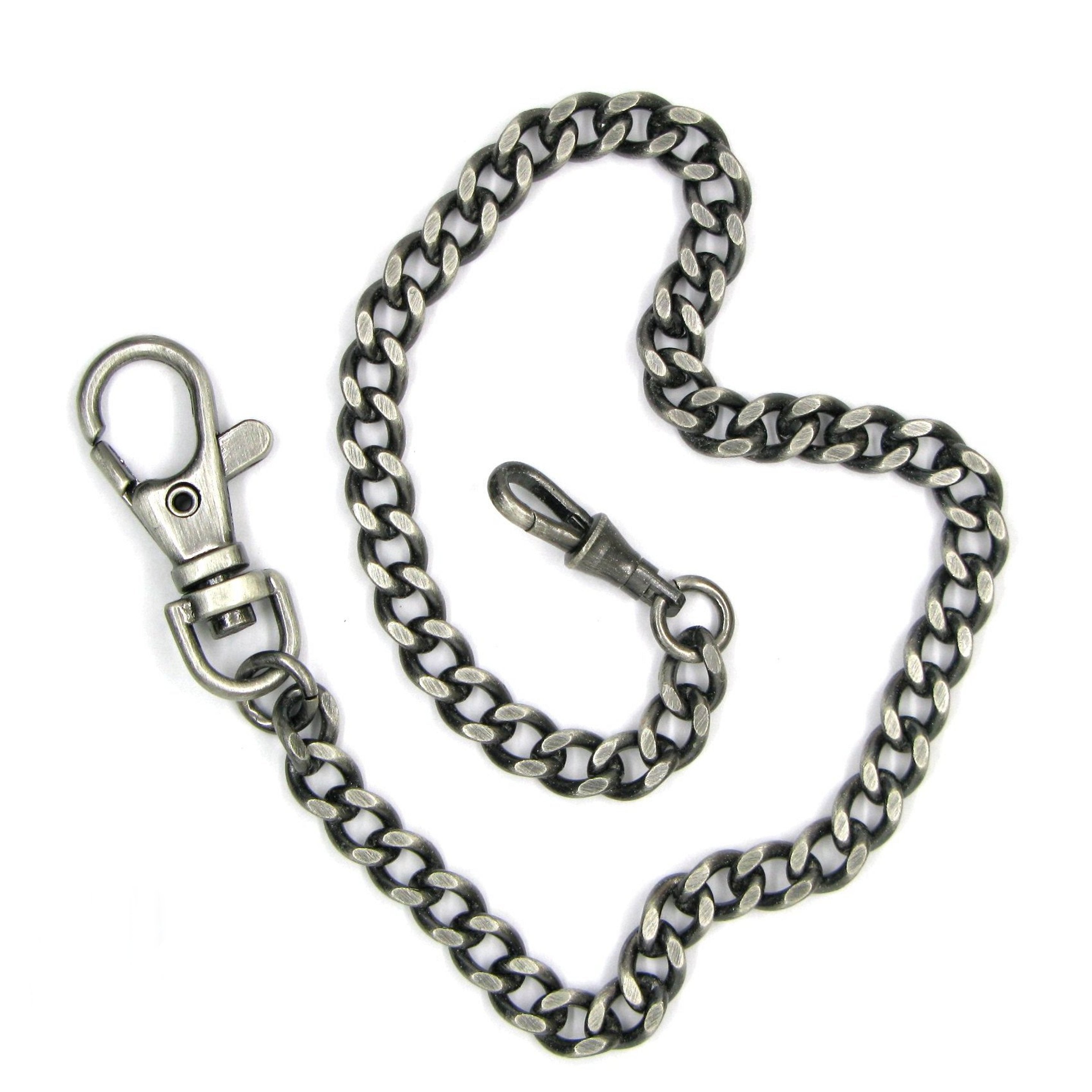 Antique Silver Pocket Watch Chain with Lobster Swivel Clasp