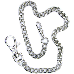 Silver Curb Link Chain with Albert Swivel Clasp & Lobster Clasp