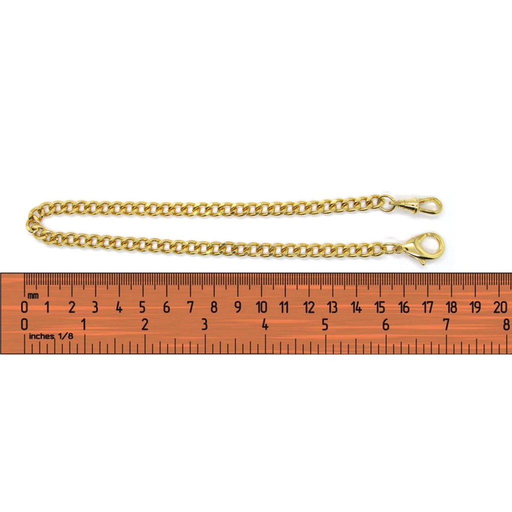 Gold Color Pocket Watch Chain with Lobster Clasp & Albert Swivel Clasp FC04