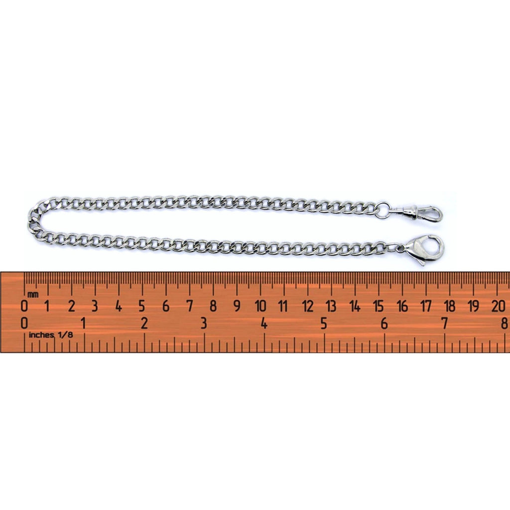 Silver Color Pocket Watch Chain with Albert Swivel Clasp and Lobster Clasp FC05