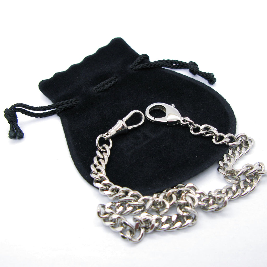 Silver Color Pocket Watch Chain with Albert Swivel Clasp and Lobster Clasp FC05