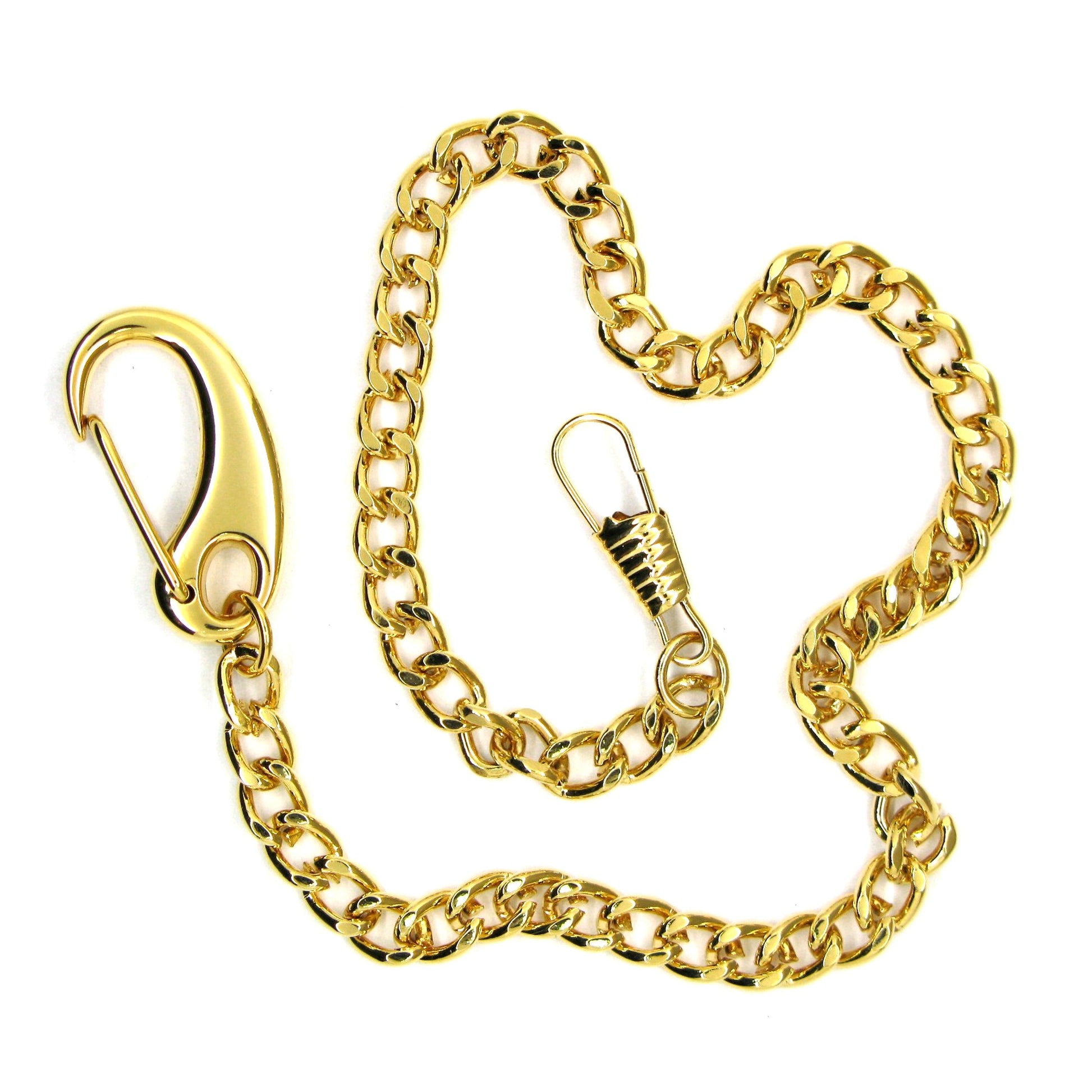 Gold Curb Link Chain with Big Lobster Clasp