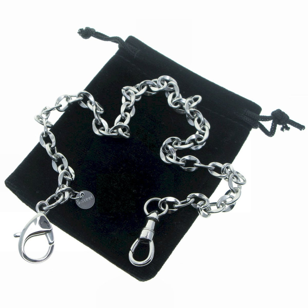 Stainless Steel Pocket Watch Chain with Steel Cable Chain &  Steel Lobster Clasp FCS67