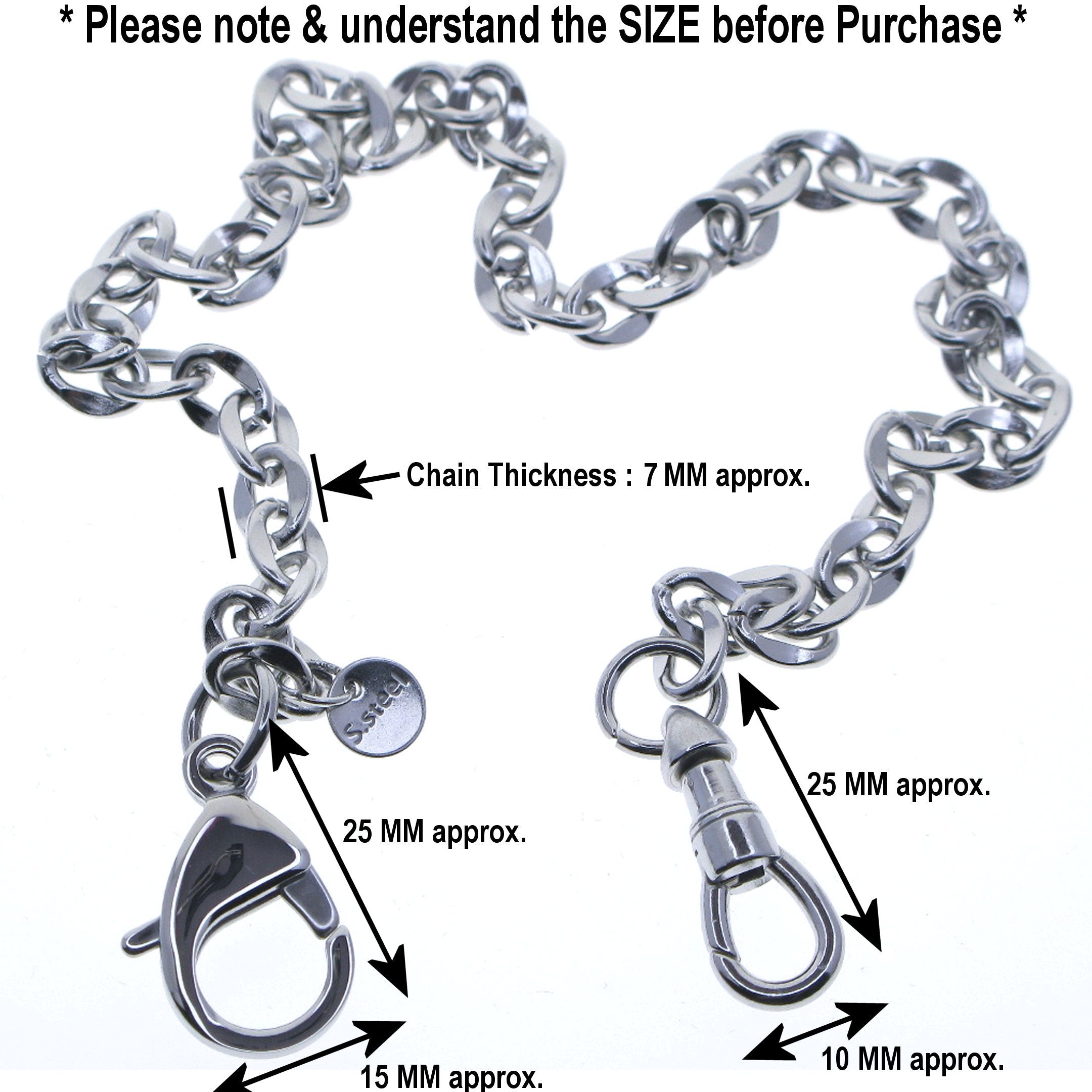 Stainless Steel Pocket Watch Chain with Steel Cable Chain &  Steel Lobster Clasp FCS67