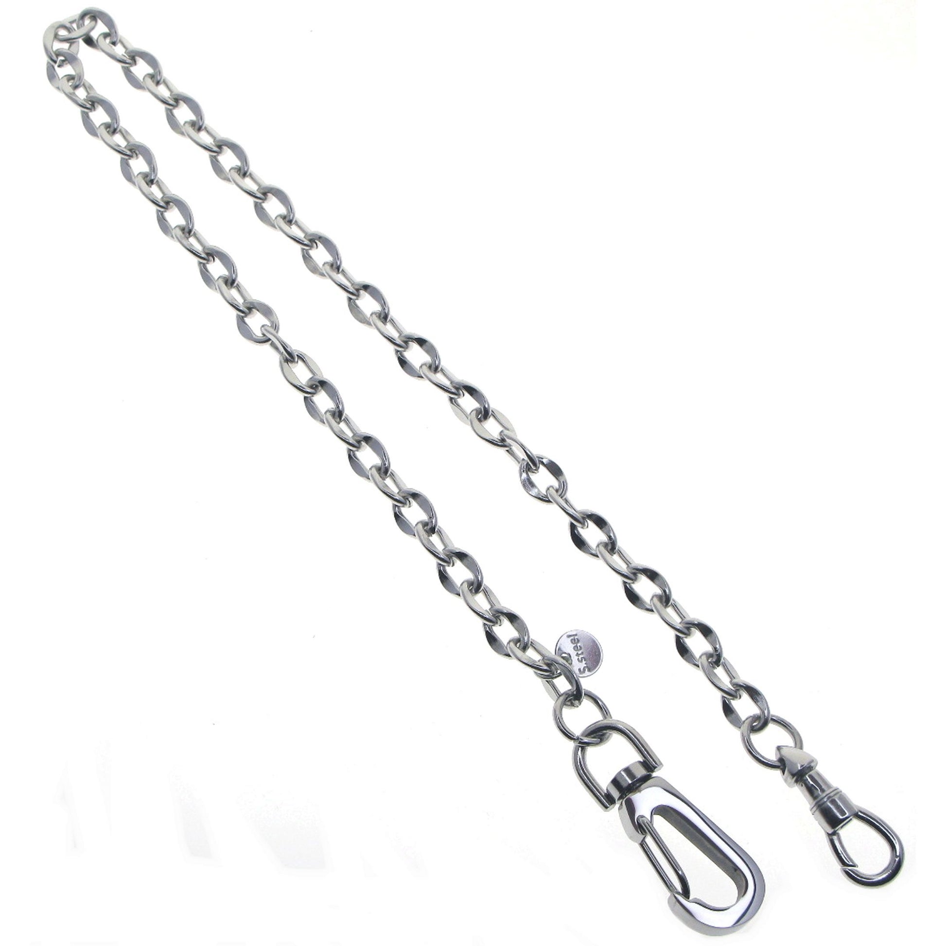 watchvshop Stainless Steel Pocket Watch Chain Albert Chain with Steel Cable Chain, Steel Albert Swivel Clasp, Steel Big Swivel Clasp FCS69