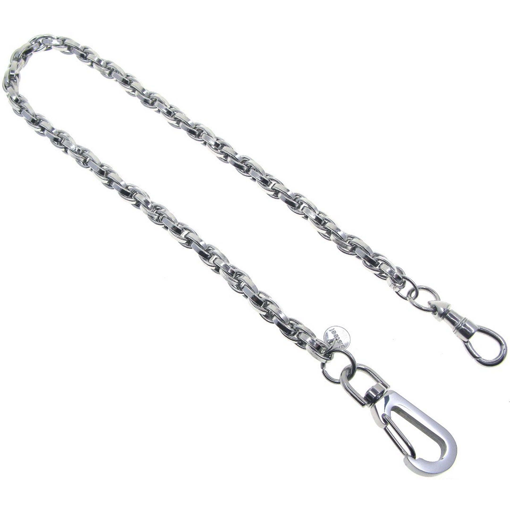 watchvshop Stainless Steel Pocket Watch Chain Albert Chain with Steel Spiga Wheat Chain, Steel Albert Swivel Clasp, Steel Big Swivel Clasp FCS70