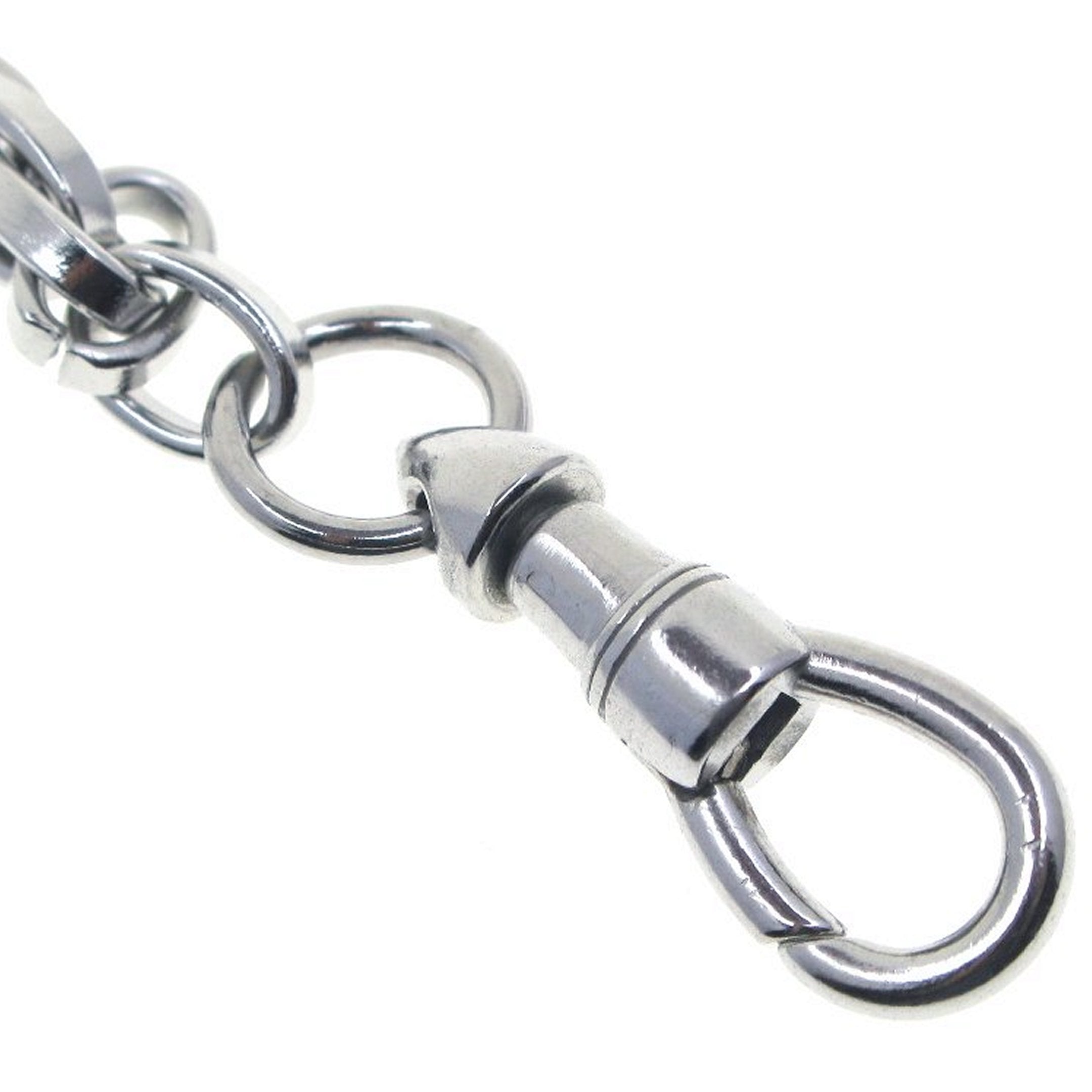 watchvshop Stainless Steel Pocket Watch Chain Albert Chain with Steel Spiga Wheat Chain, Steel Albert Swivel Clasp, Steel Big Swivel Clasp FCS70