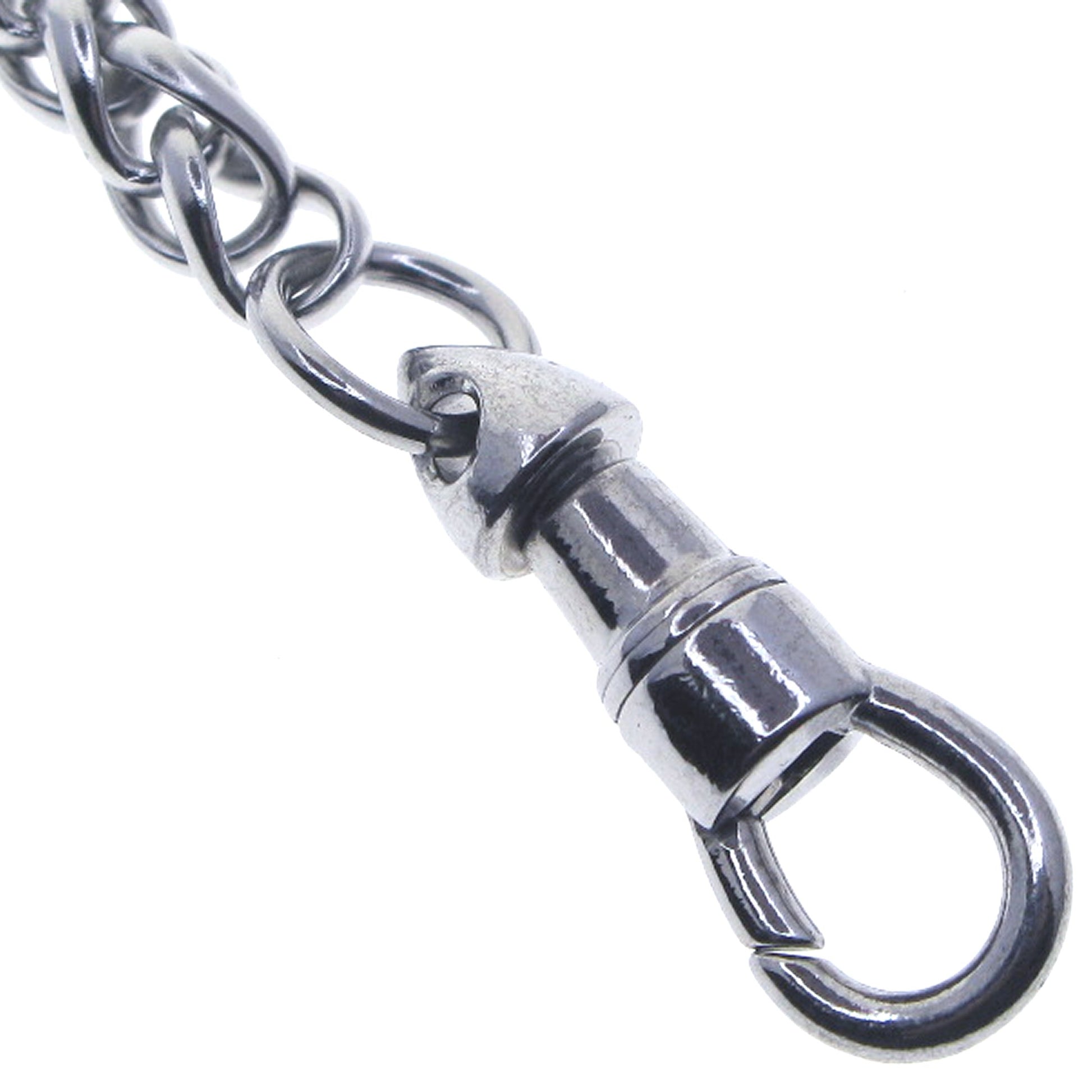 watchvshop, Stainless Steel Pocket Watch Chain Albert Chain with Steel Wheat Spiga Chain, Steel Albert Swivel Clasp, Steel Lobster Clasp FCS71