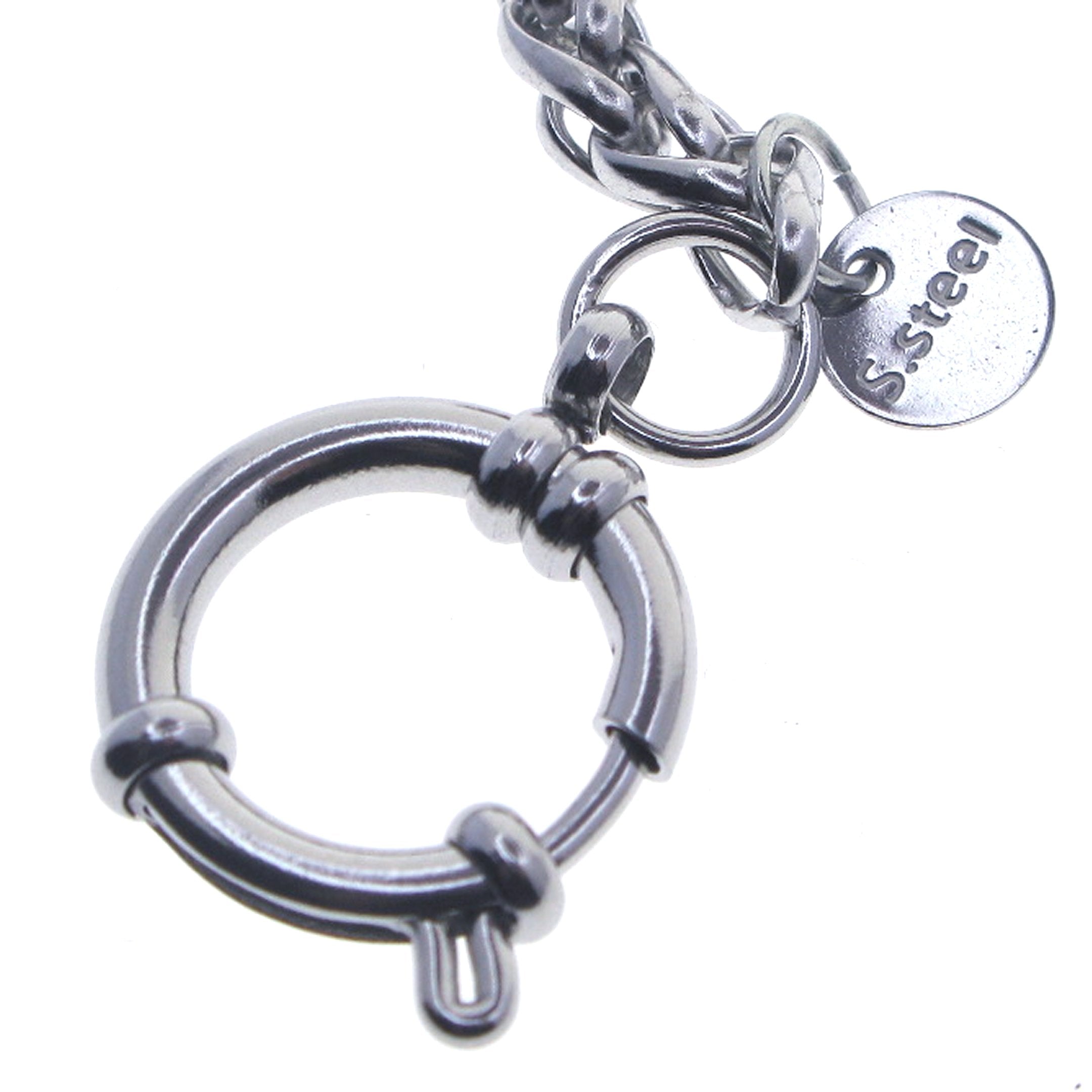Stainless Steel Pocket Watch Chain With Wheat Spiga Chain and Spring Ring Clasp FCS73