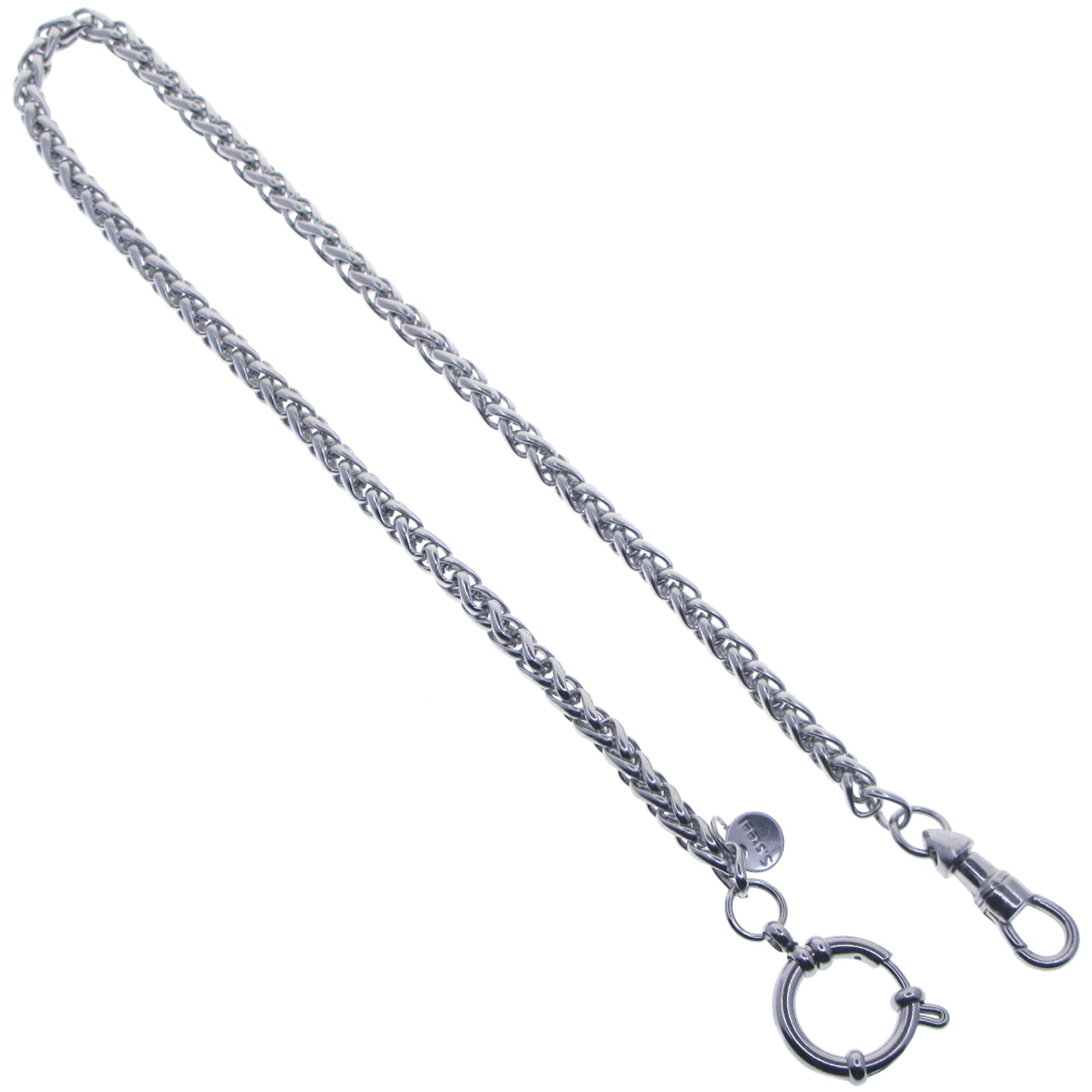 Stainless Steel Pocket Watch Chain With Wheat Spiga Chain and Spring Ring Clasp FCS73