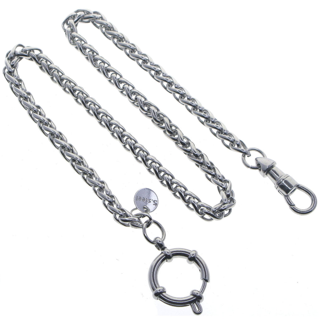 Steel Spiga Wheat Chain with Steel Albert Swivel Clasp