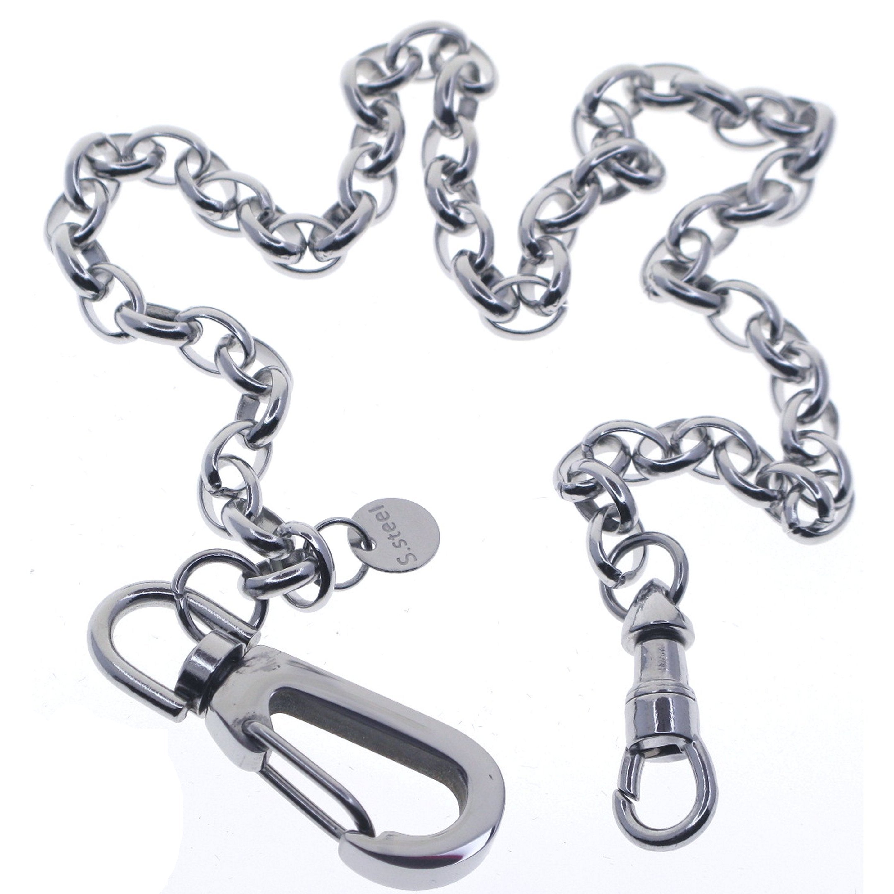 Stainless Steel Pocket Watch Chain with Steel Cable Chain & Big Swivel Clasp FCS74