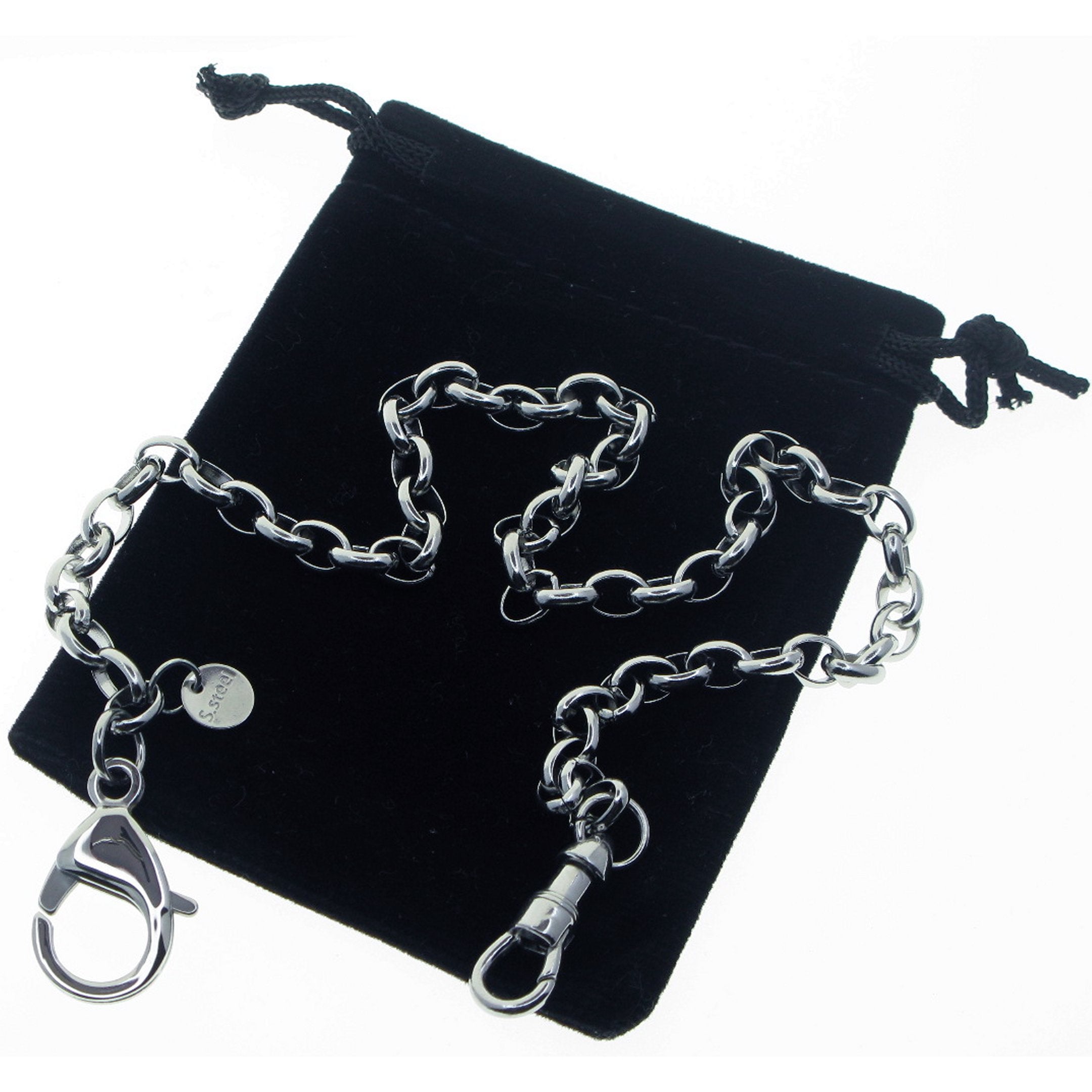 Stainless Steel Pocket Watch Chain with Cable Belcher Chain & Lobster Clasp FCS75