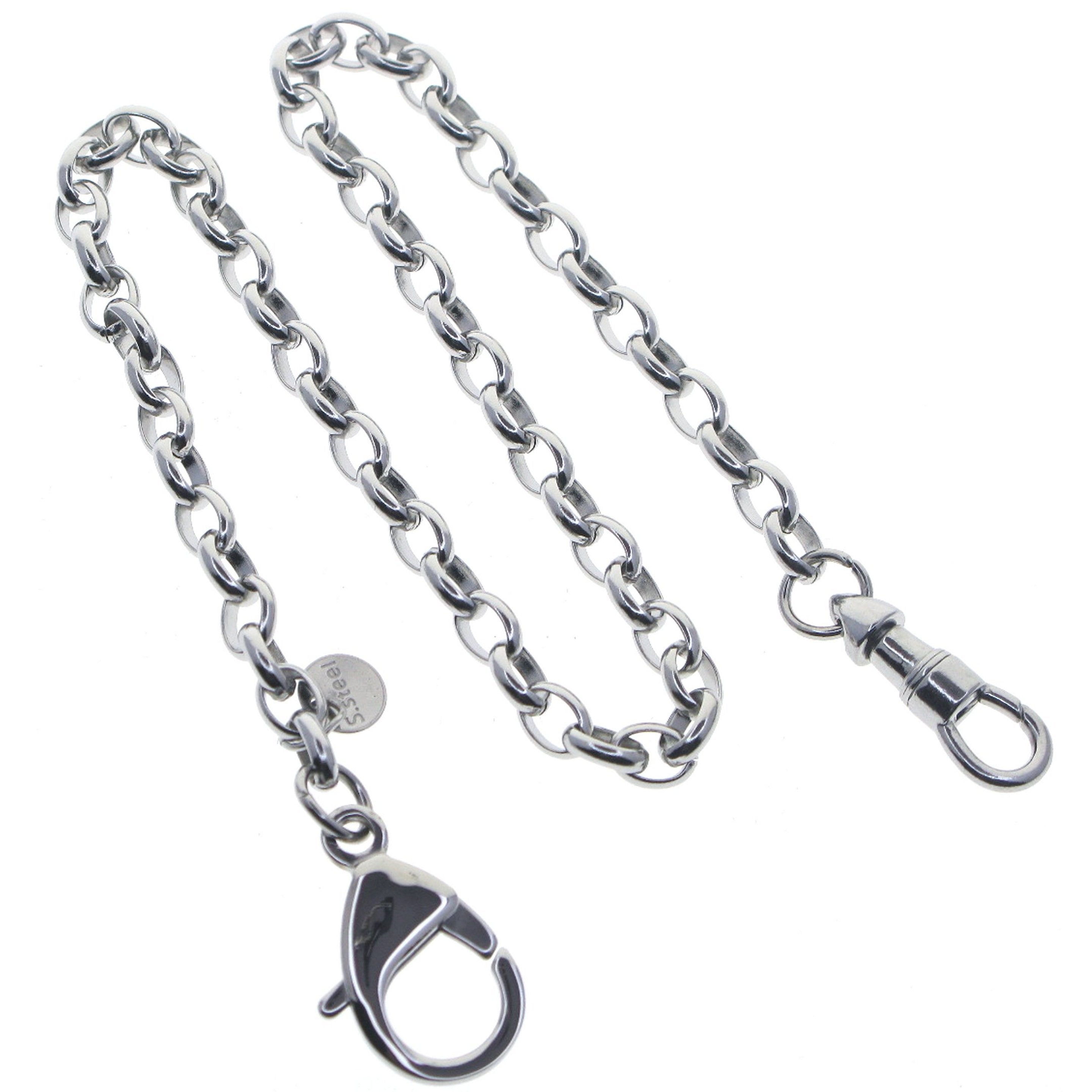 Stainless Steel Pocket Watch Chain with Cable Belcher Chain & Lobster Clasp FCS75