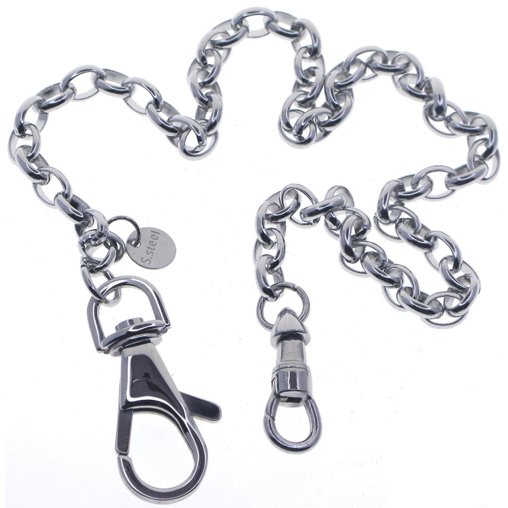 watchvshop Stainless Steel Pocket Watch Chain Albert Chain with Steel Cable Belcher Chain, Steel Albert Swivel Clasp, Steel Swivel Lobster Clasp FCS77