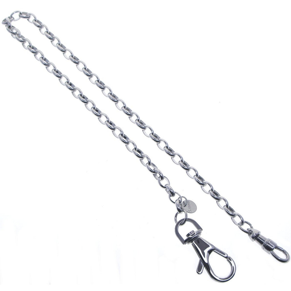 watchvshop Stainless Steel Pocket Watch Chain Albert Chain with Steel Cable Belcher Chain, Steel Albert Swivel Clasp, Steel Swivel Lobster Clasp FCS77