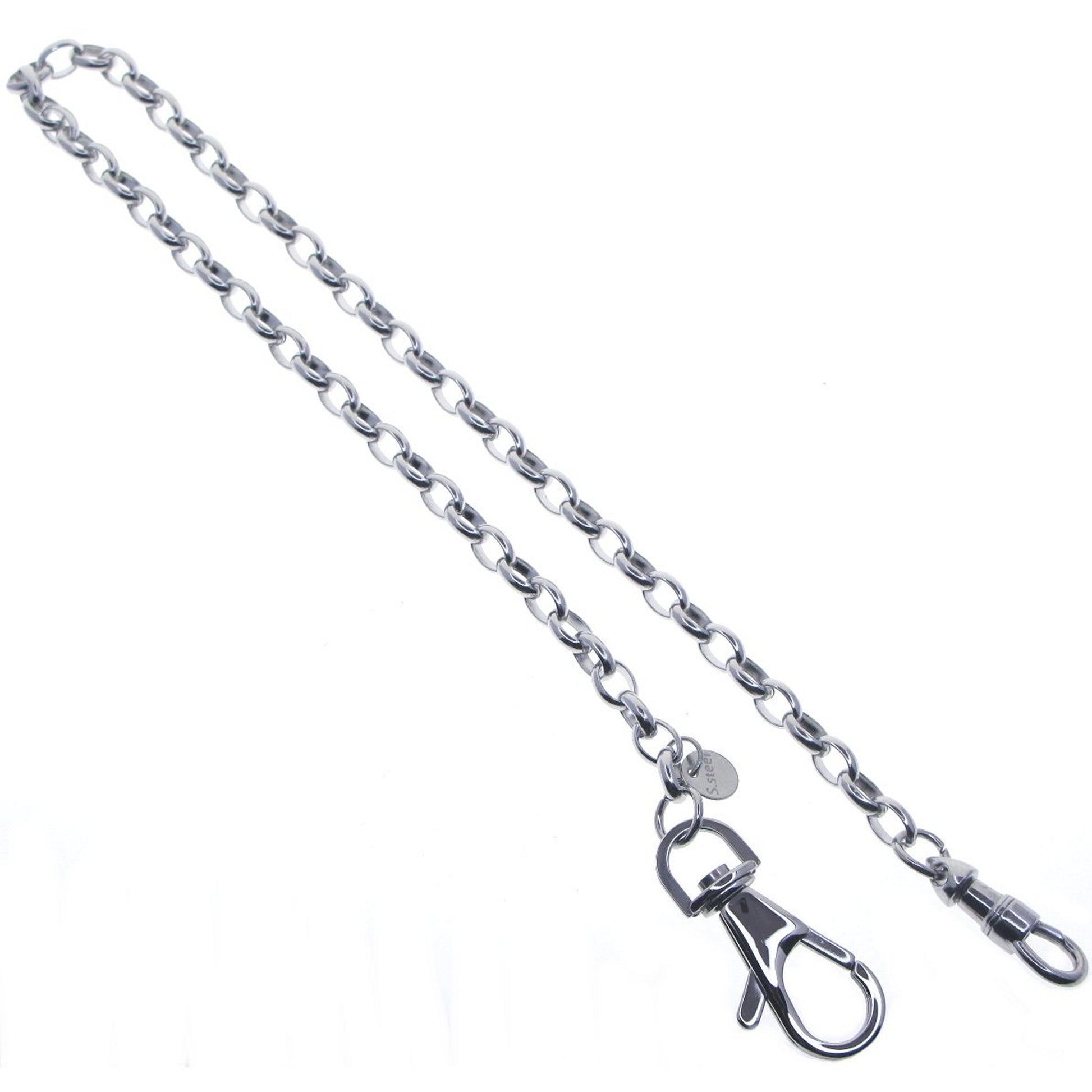 watchvshop Stainless Steel Pocket Watch Chain Albert Chain with Steel Cable Belcher Chain, Steel Albert Swivel Clasp, Steel Swivel Lobster Clasp FCS77