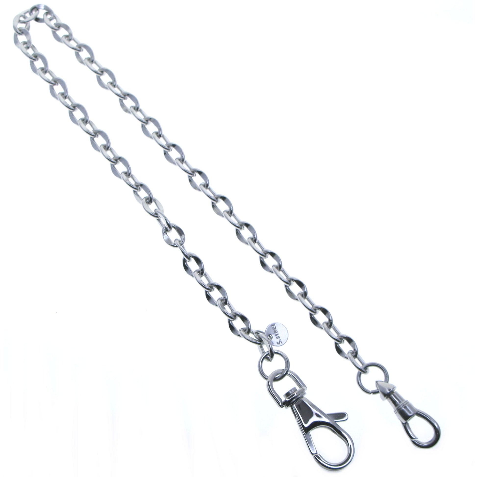 watchvshop Stainless Steel Pocket Watch Chain Albert Chain with Steel Cable Belcher Chain, Steel Albert Swivel Clasp, Steel Swivel Lobster Clasp FCS77