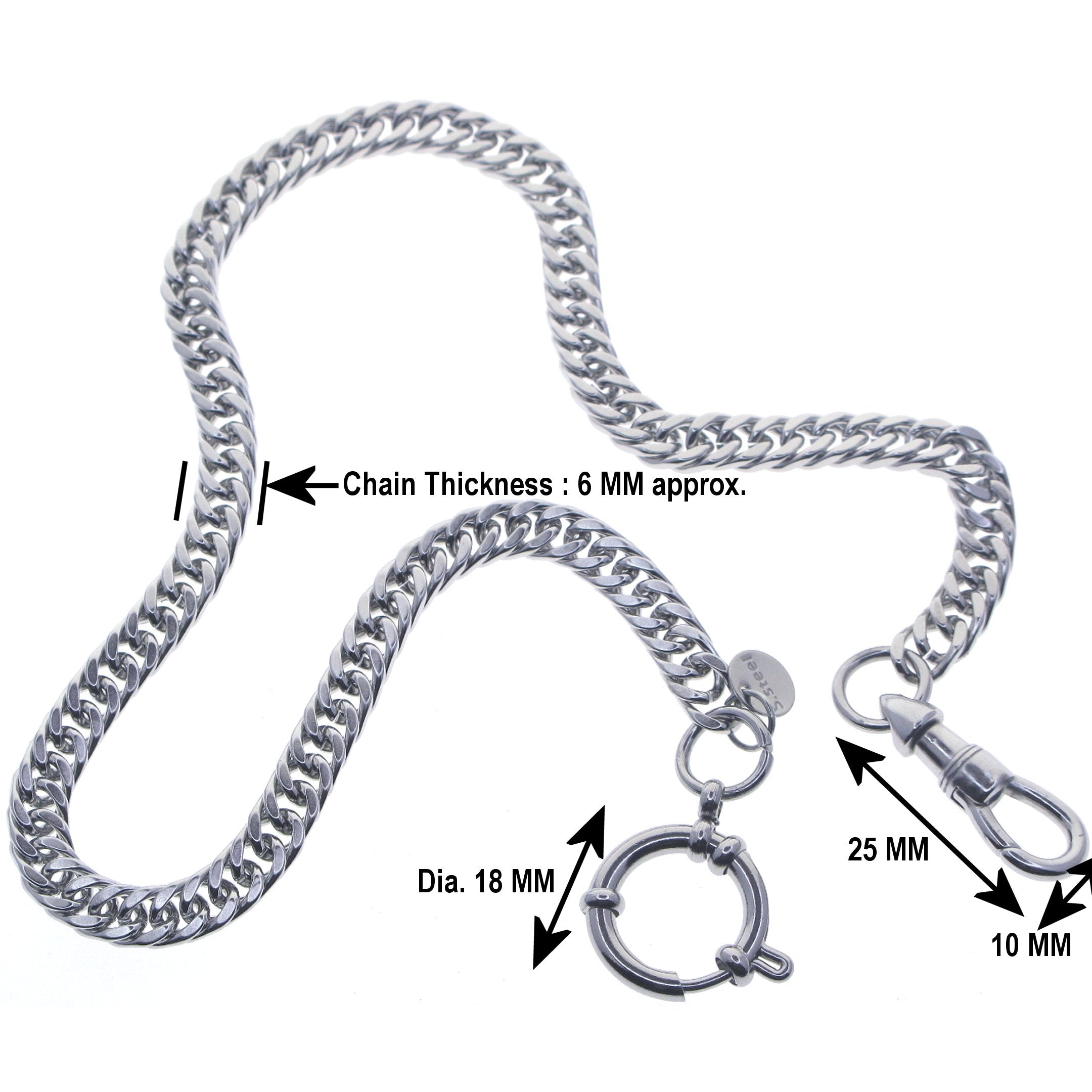 Stainless Steel Double Cuban Link Chain Chain with Steel Spring Ring Clasp FCS78