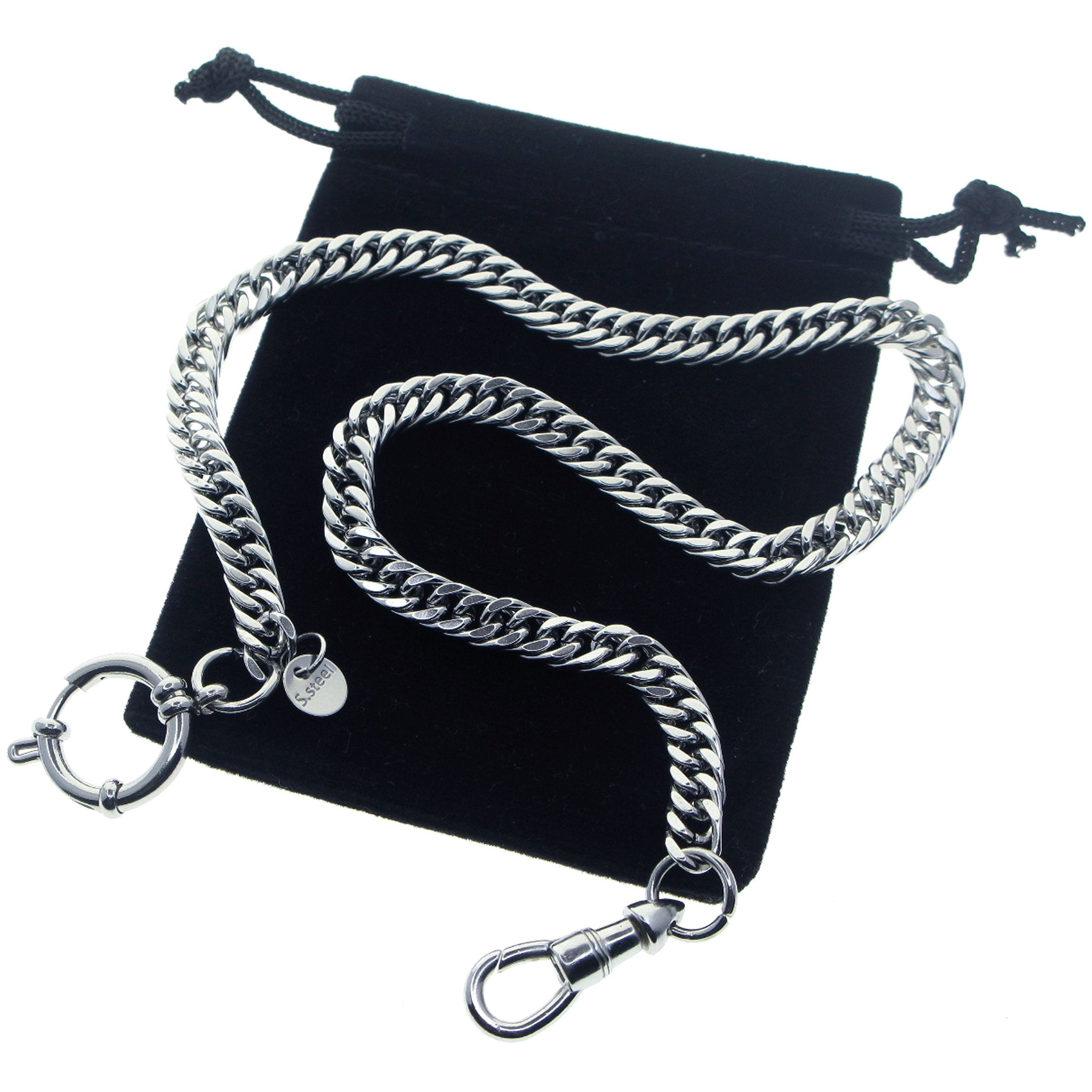 Stainless Steel Double Cuban Link Chain Chain with Steel Spring Ring Clasp FCS78