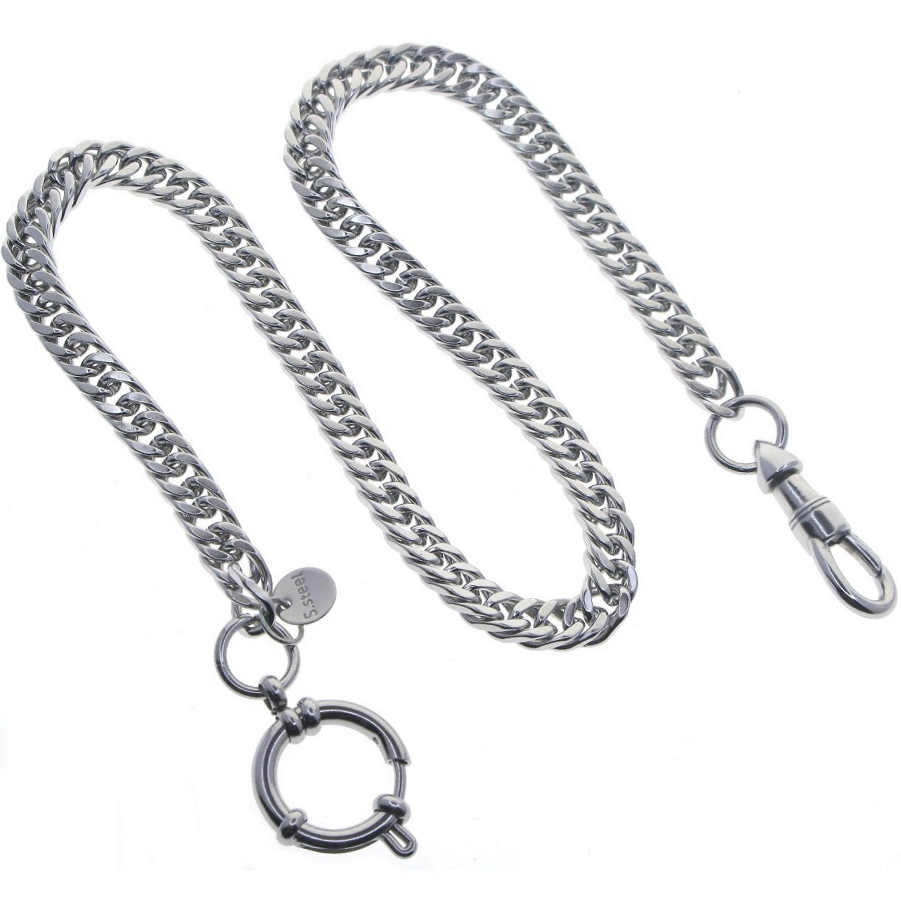 Steel Double Cuban Link Chain with Albert Swivel Clasp