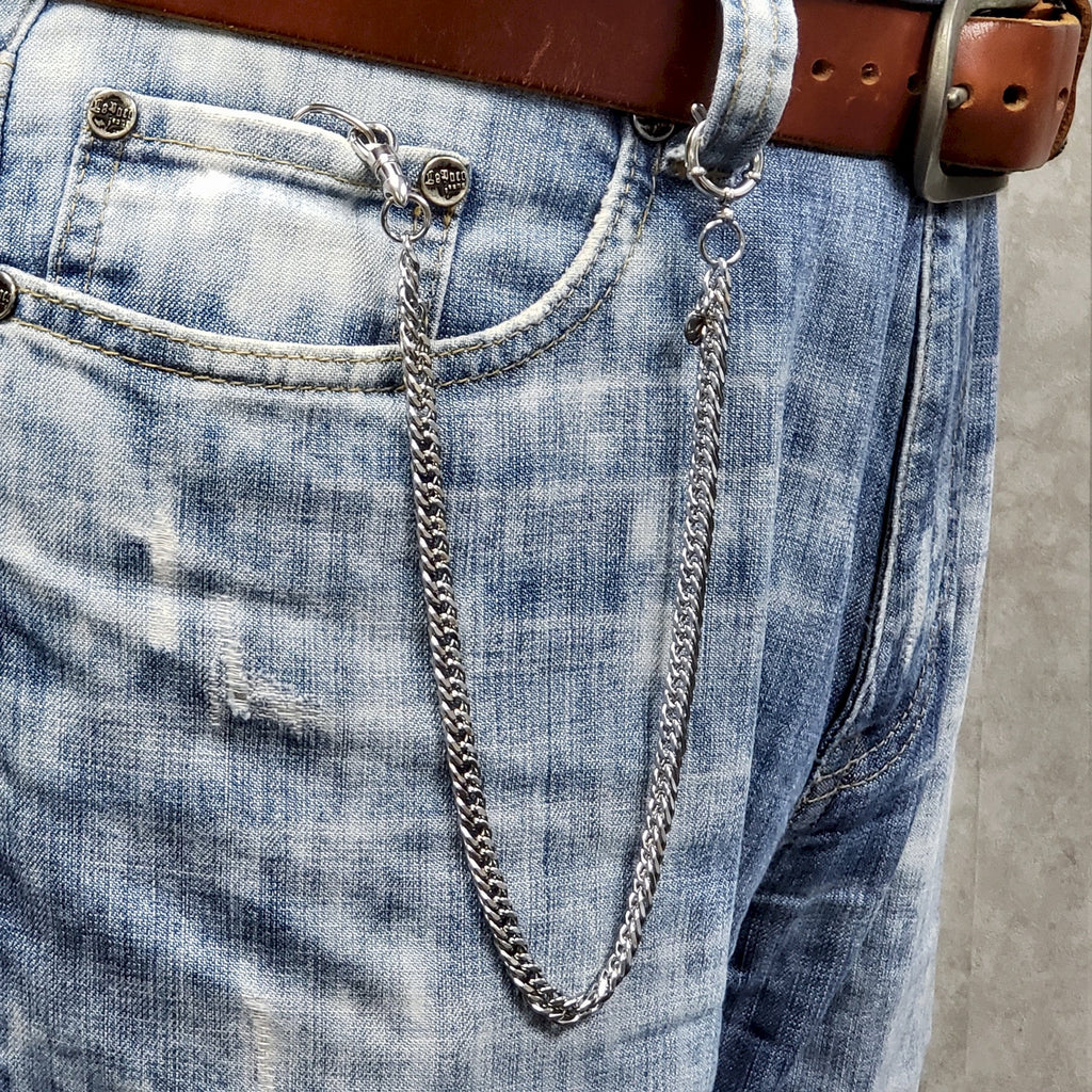 Stainless Steel Double Cuban Link Chain Chain with Steel Spring Ring Clasp FCS78