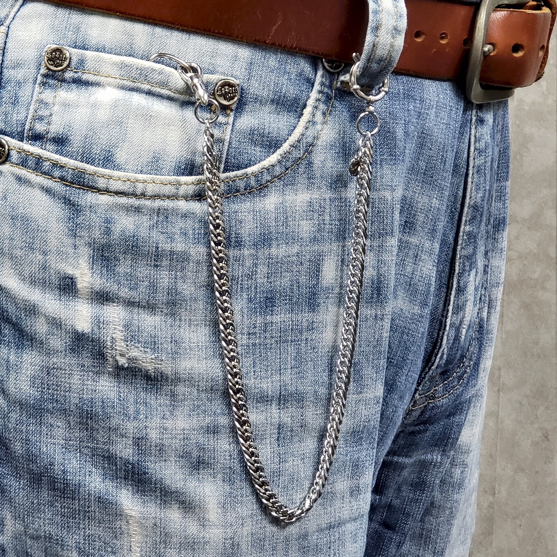 Stainless Steel Double Cuban Link Chain Chain with Steel Spring Ring Clasp FCS78