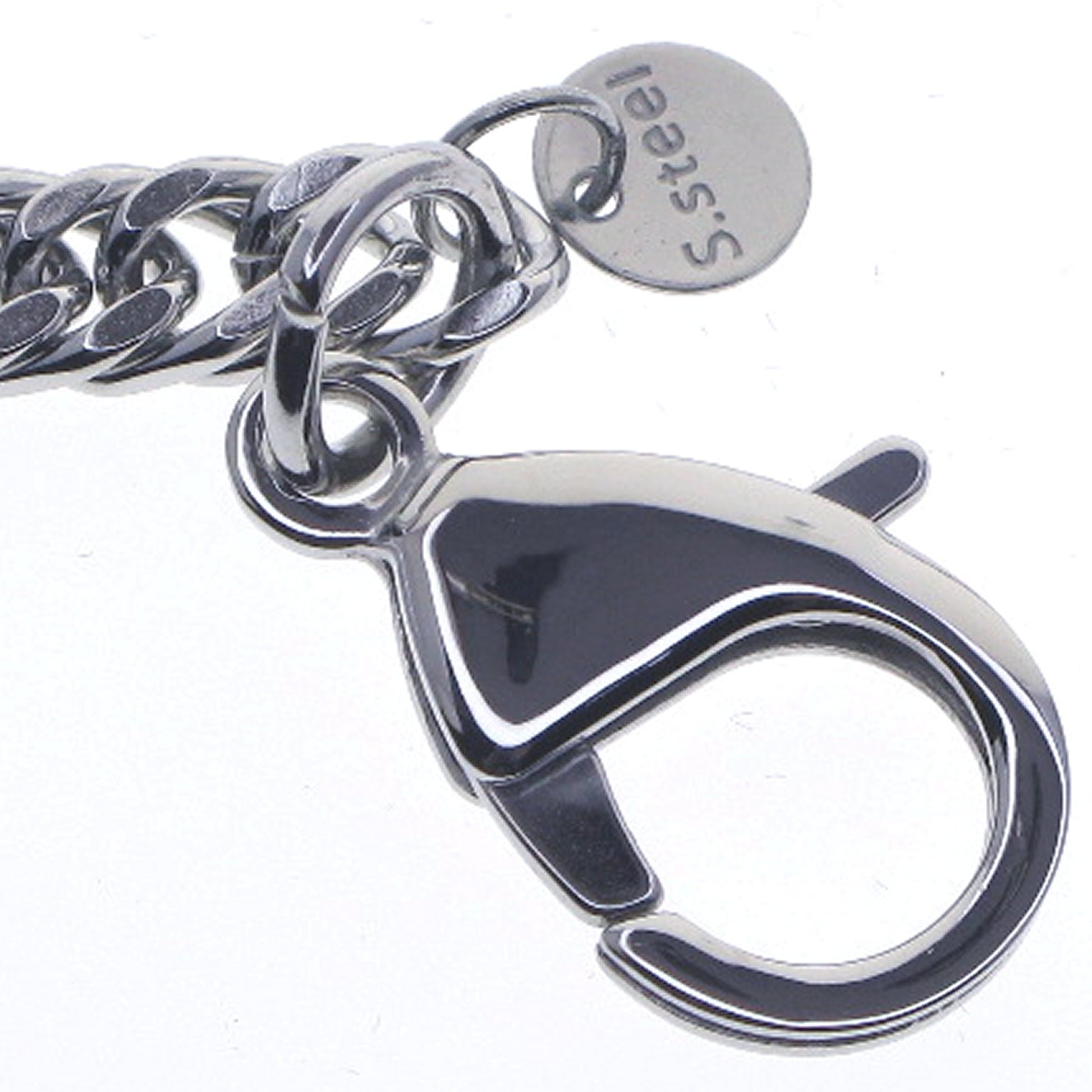 watchvshop, Stainless Steel Pocket Watch Chain Albert Chain with Steel Double Cuban Link Chain, Steel Albert Swivel Clasp, Steel Lobster Clasp FCS79