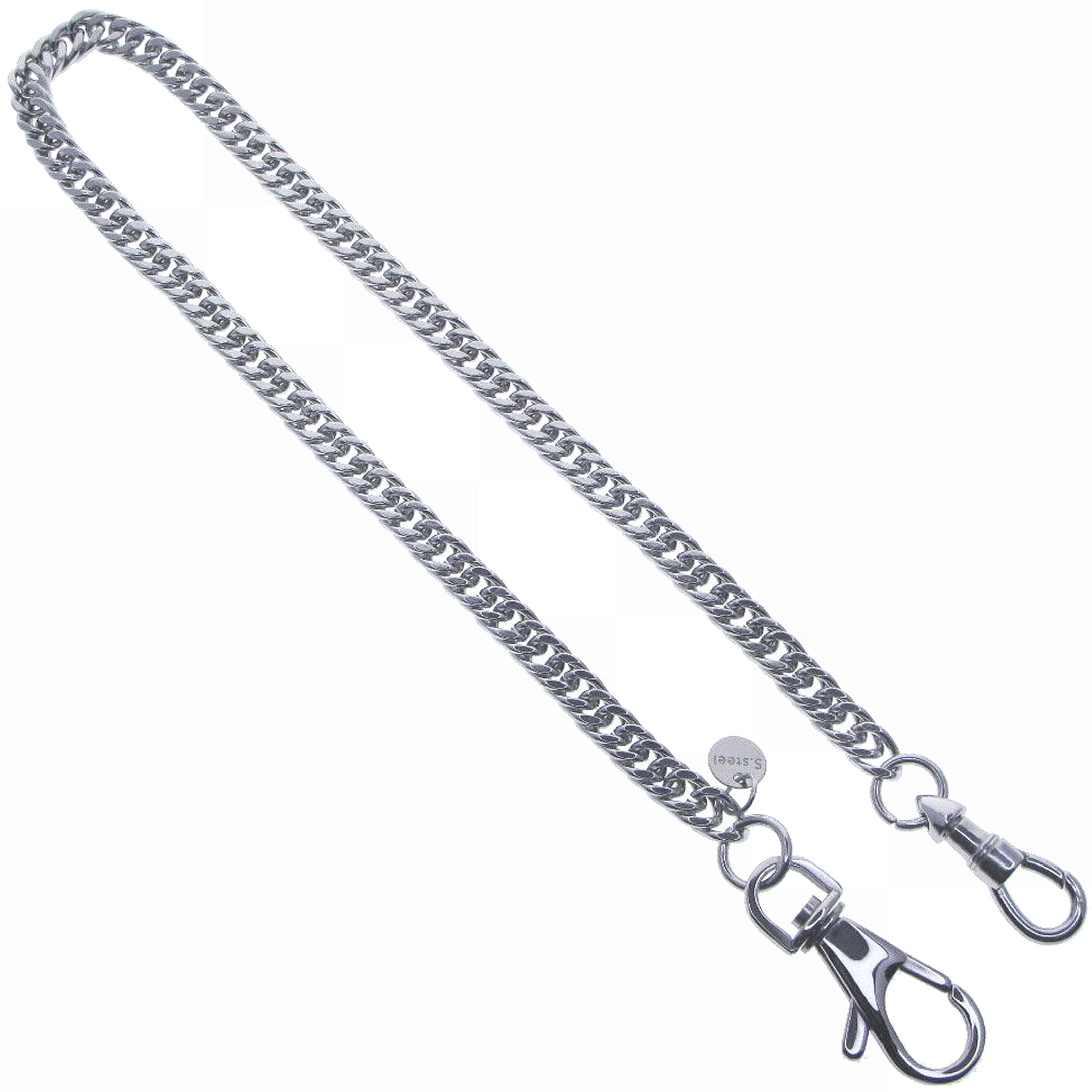 Stainless Steel Pocket Watch Chain with Steel Double Cuban Link Chain and Steel Swivel Lobster Clasp FCS80