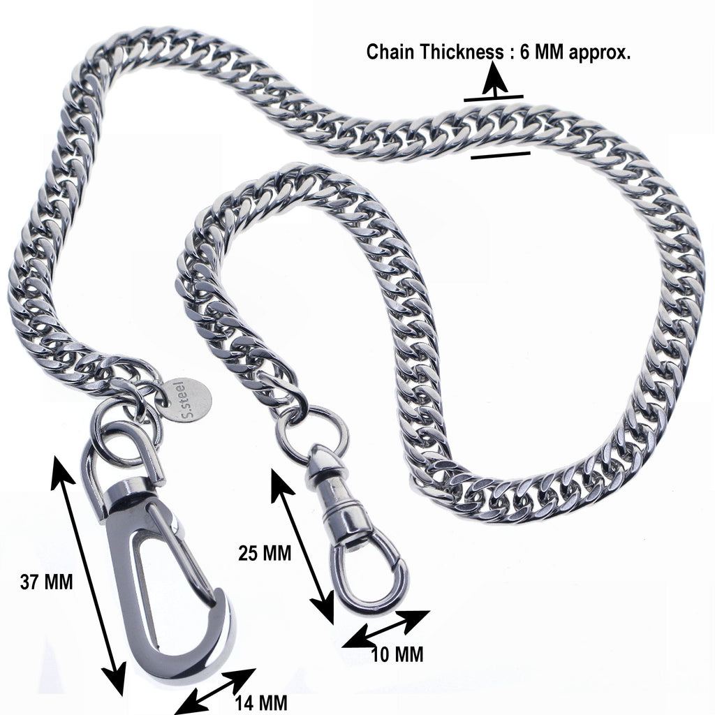 Stainless Steel Pocket Watch Chain with Steel Big Swivel Clasp FCS81